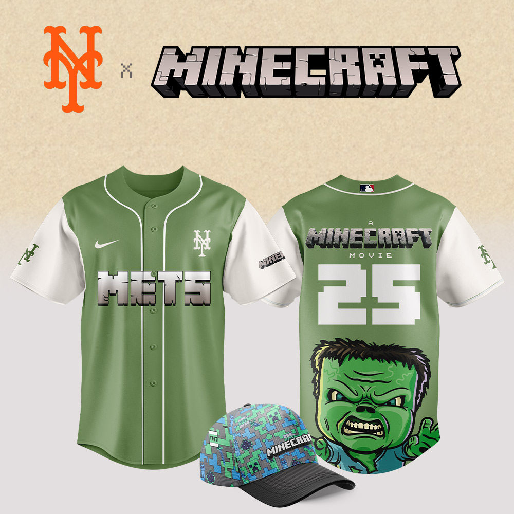New York Mets Mlb X Minecraft Movie Custom Baseball Jersey