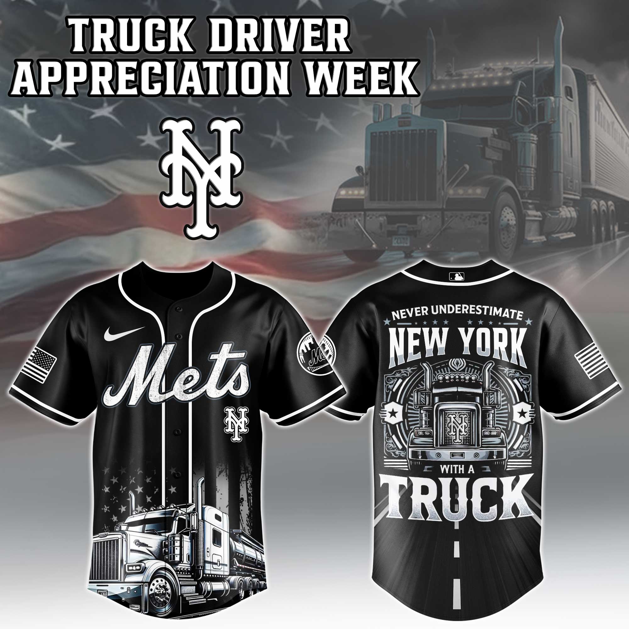 New York Mets Mlb X Nation Truck Driver Appreciation Week Limited Edition Custom Baseball Jersey 2025