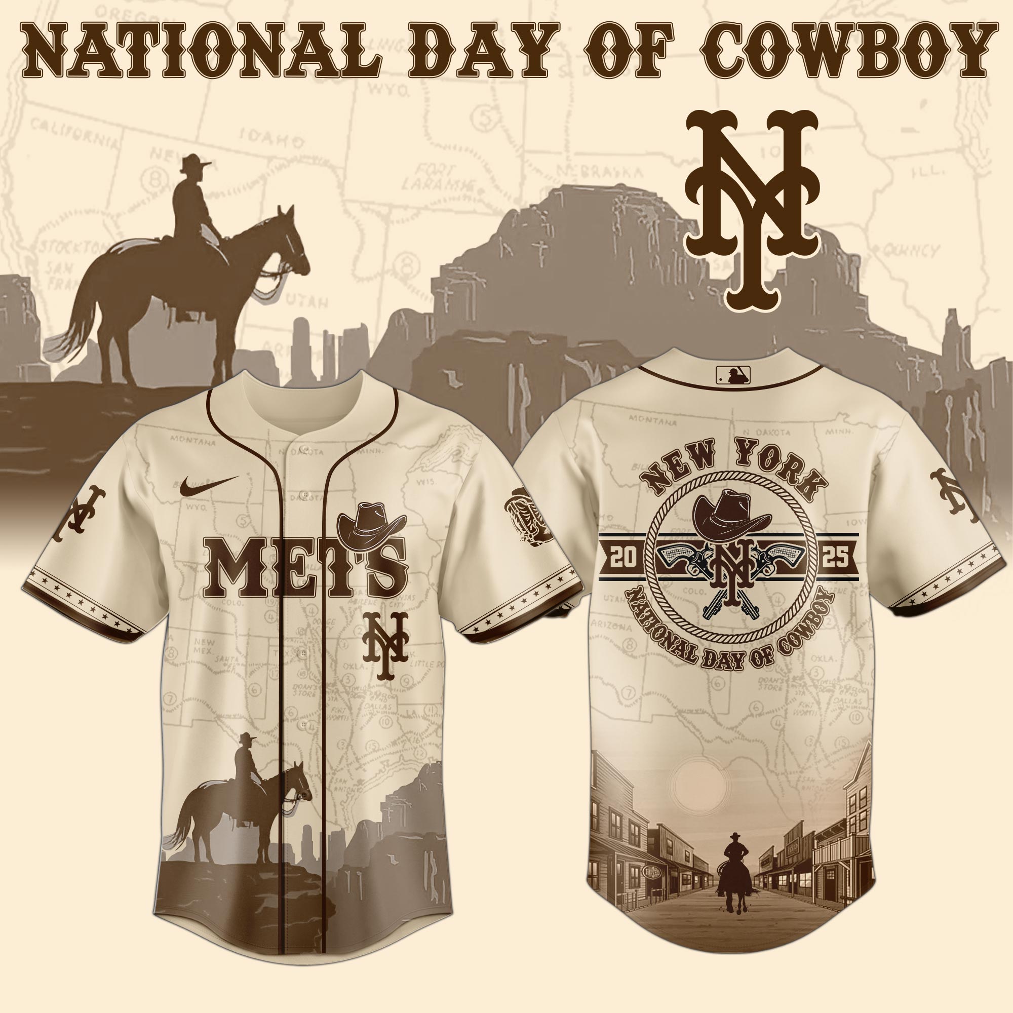 New York Mets Mlb X National Day Of Cowboy Custom Baseball Jersey