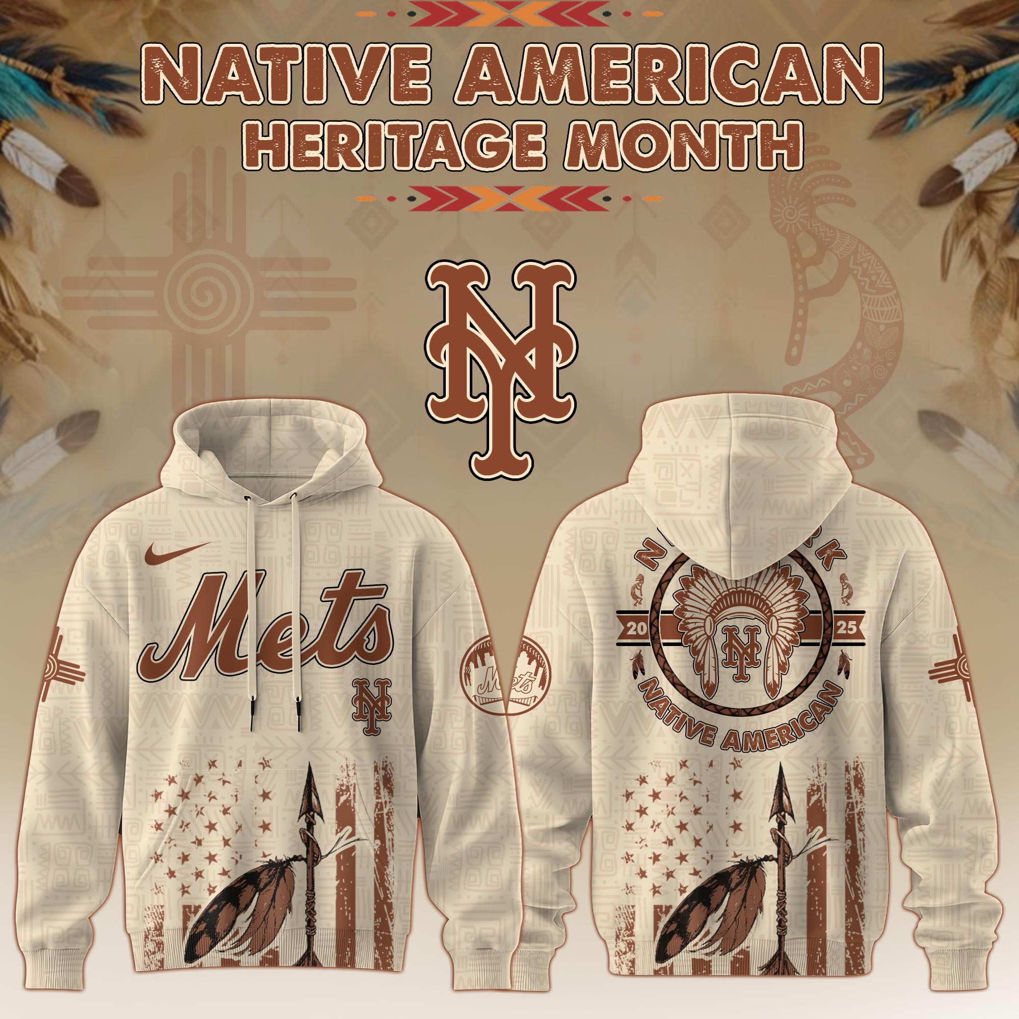 New York Mets Mlb X Native American Heritage Month Mlb Collaboration Custom Hoodie