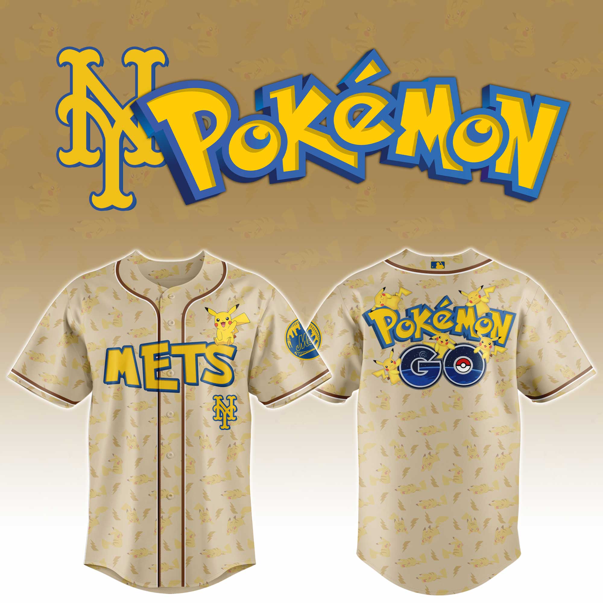 New York Mets Mlb X Pokemon Go Custom Baseball Jersey