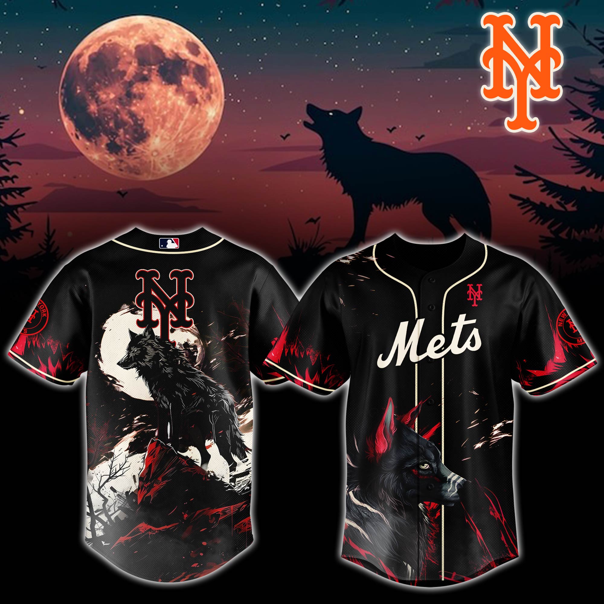 New York Mets Mlb X Wolf Custom Baseball Jersey