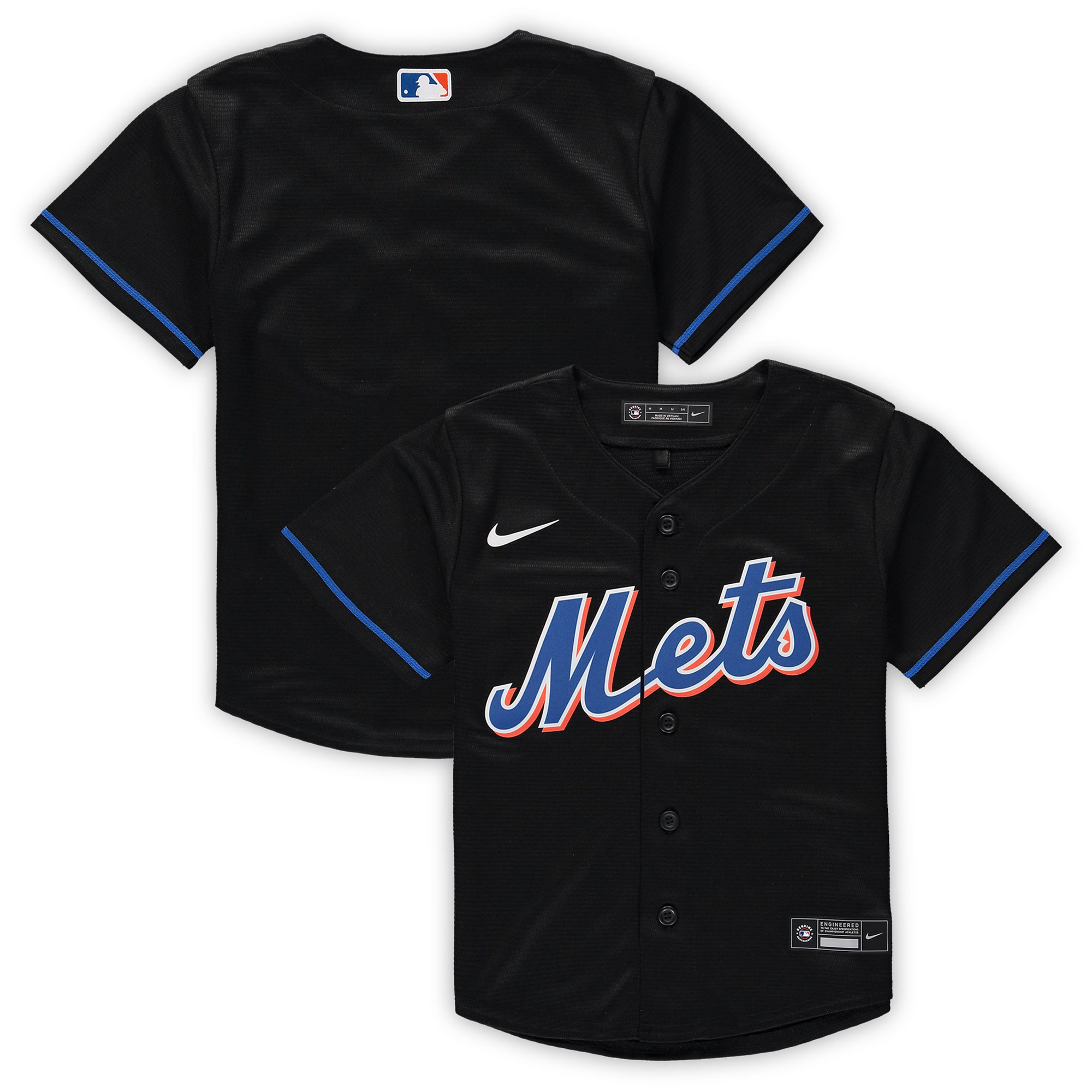Alternative view of New York Mets Preschool Alternate Replica Team Baseball Jersey - Black