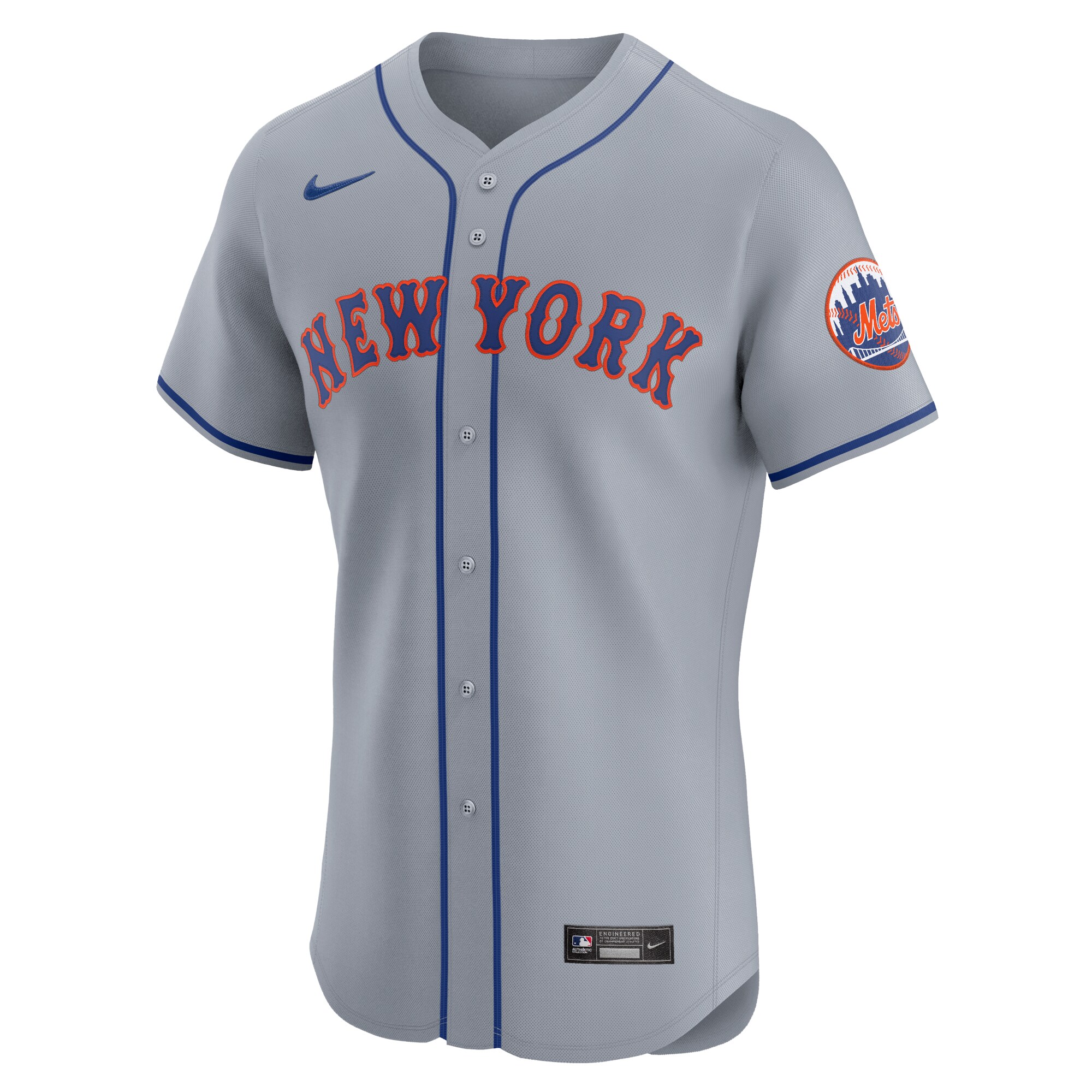 Alternative view of New York Mets Road Vapor Premier Elite Patch Baseball Jersey - Gray