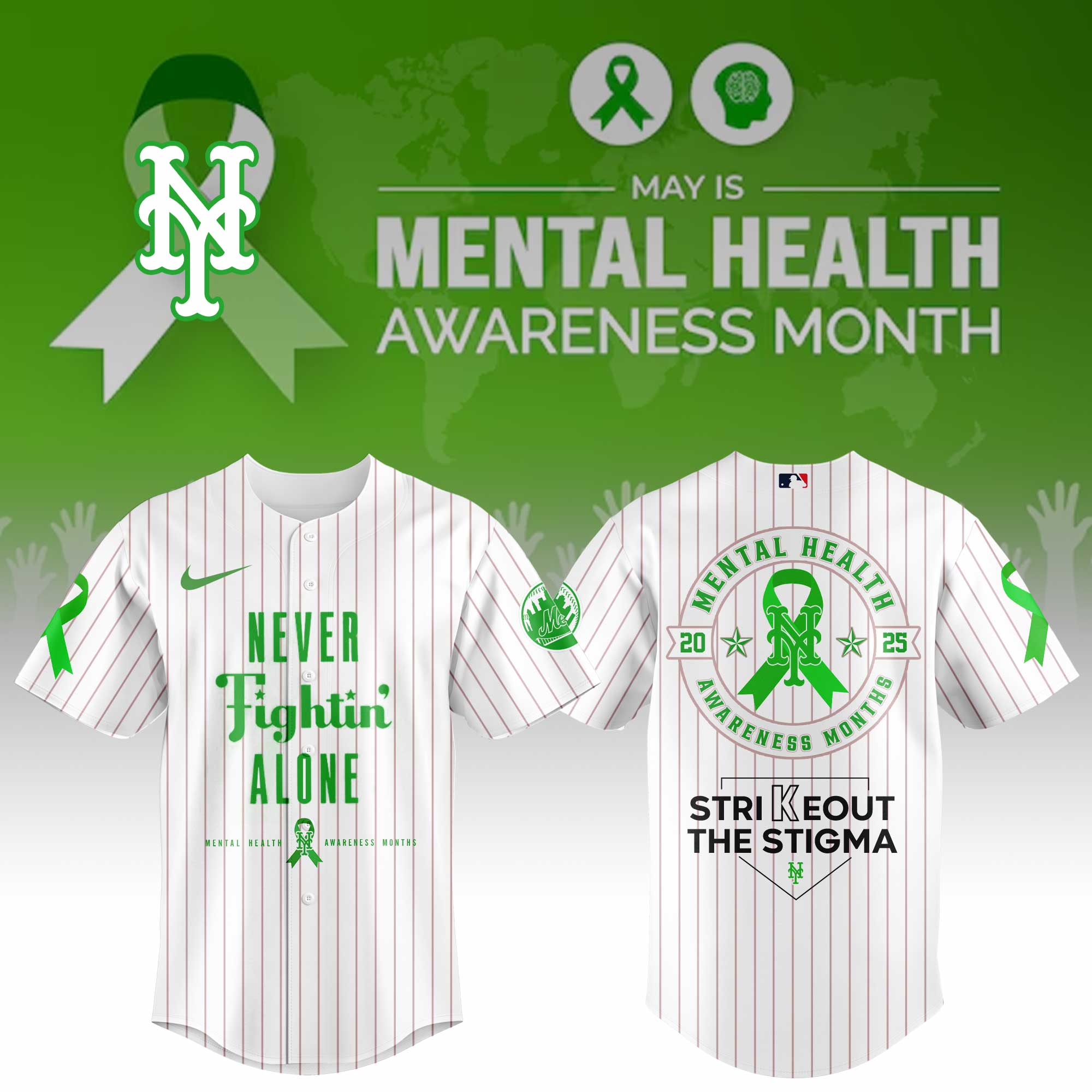 New York Mets Special Mental Health Awareness Week Limited Edition Custom Baseball Jersey
