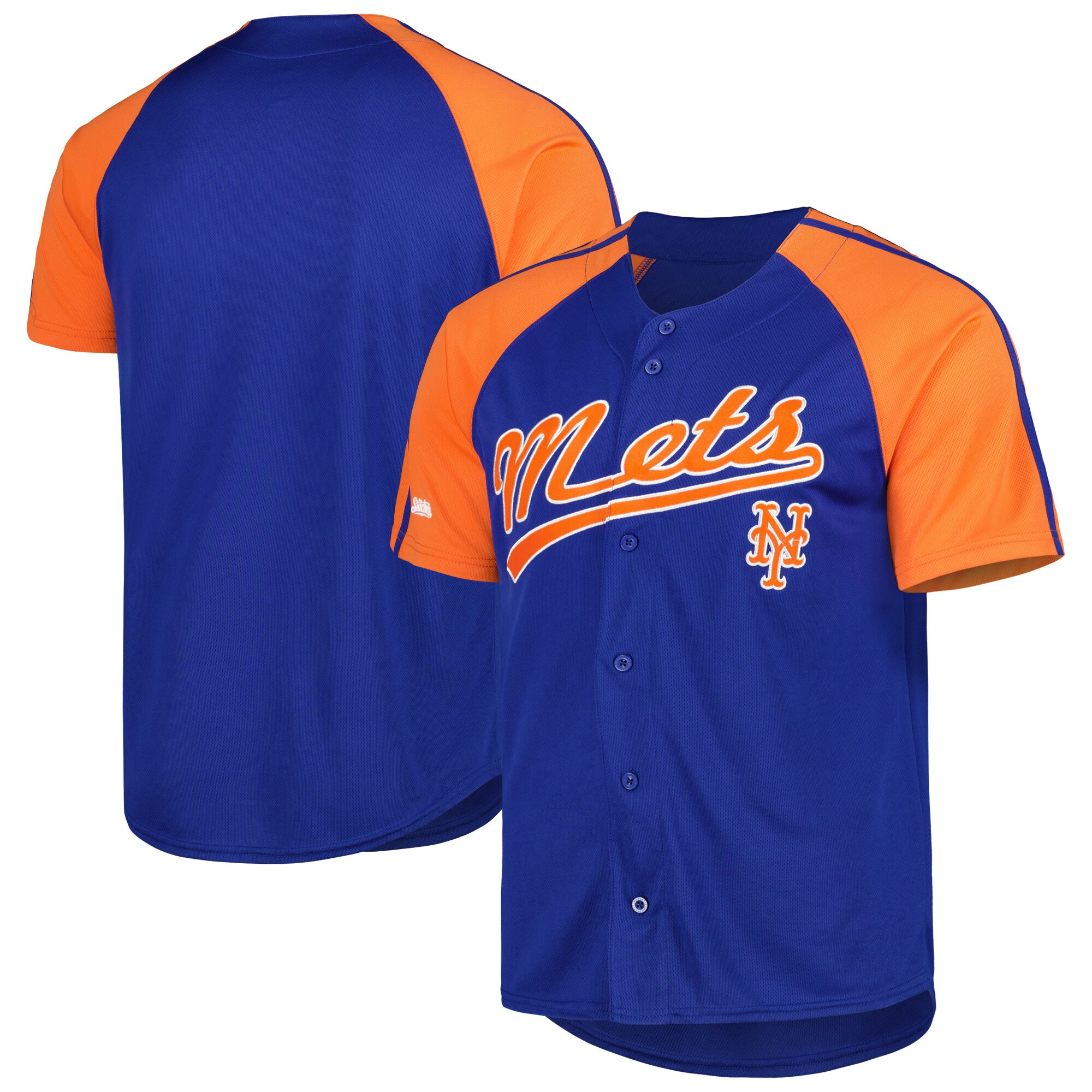 New York Mets Stitches Button-down Raglan Fashion Baseball Jersey – Royal