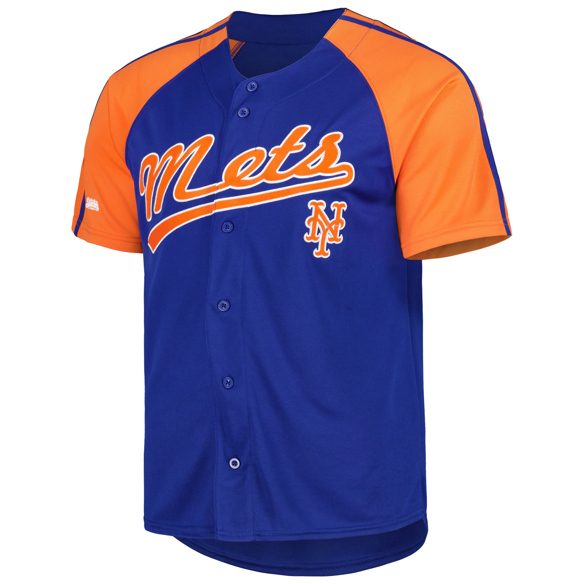 Alternative view of New York Mets Stitches Button-down Raglan Fashion Baseball Jersey – Royal