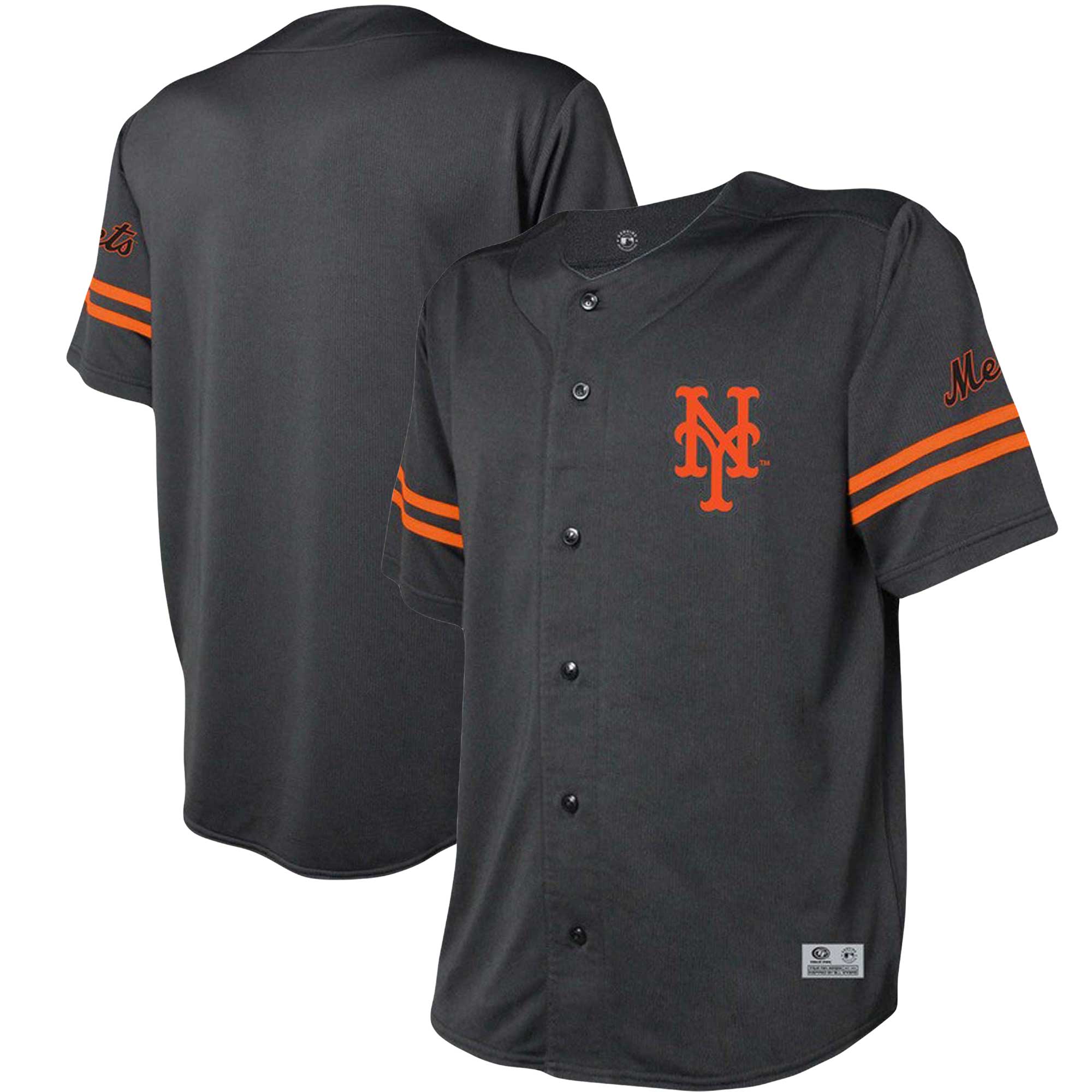 New York Mets Stitches Team Fashion Baseball Jersey – Black
