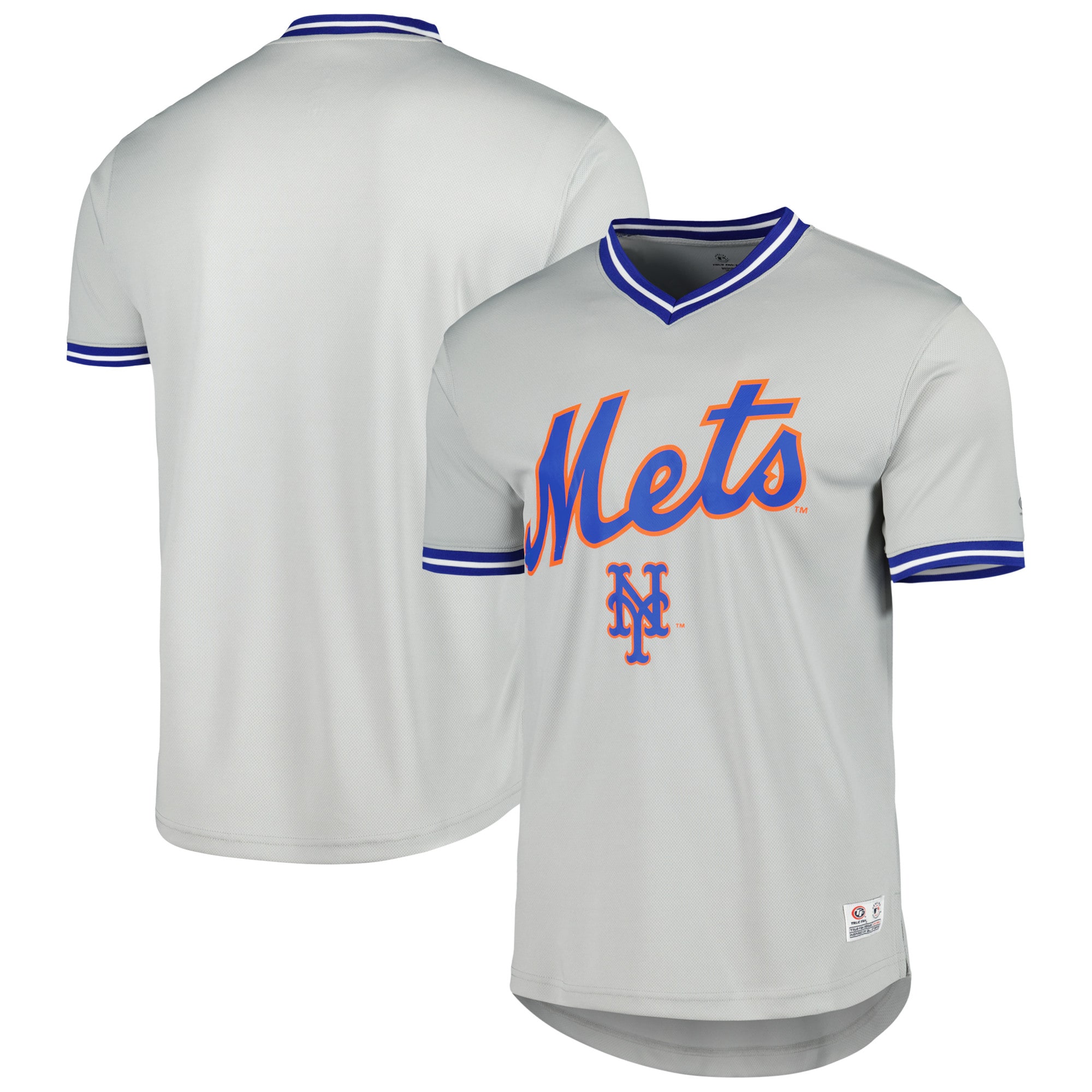 Alternative view of New York Mets V-neck Baseball Jersey - Gray
