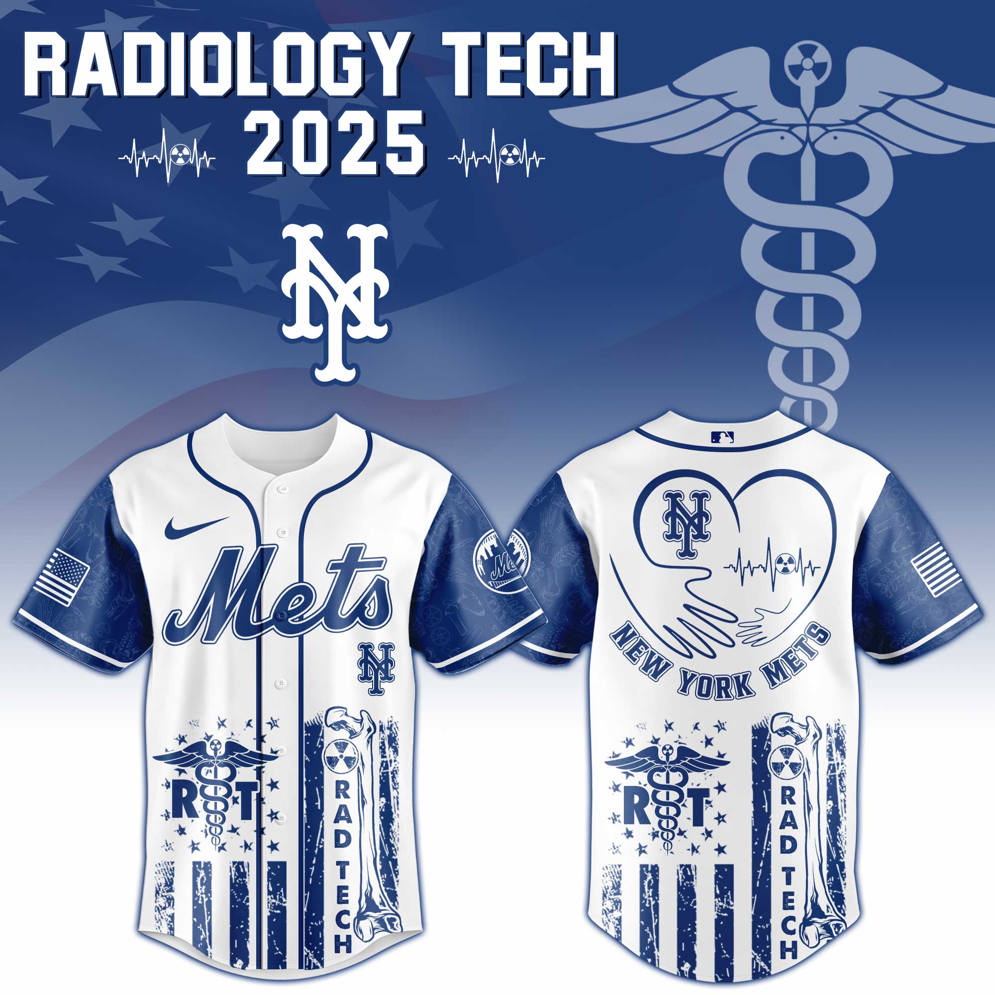 New York Mets X Radiology Tech Night Exclusive Design Custom Baseball Jersey