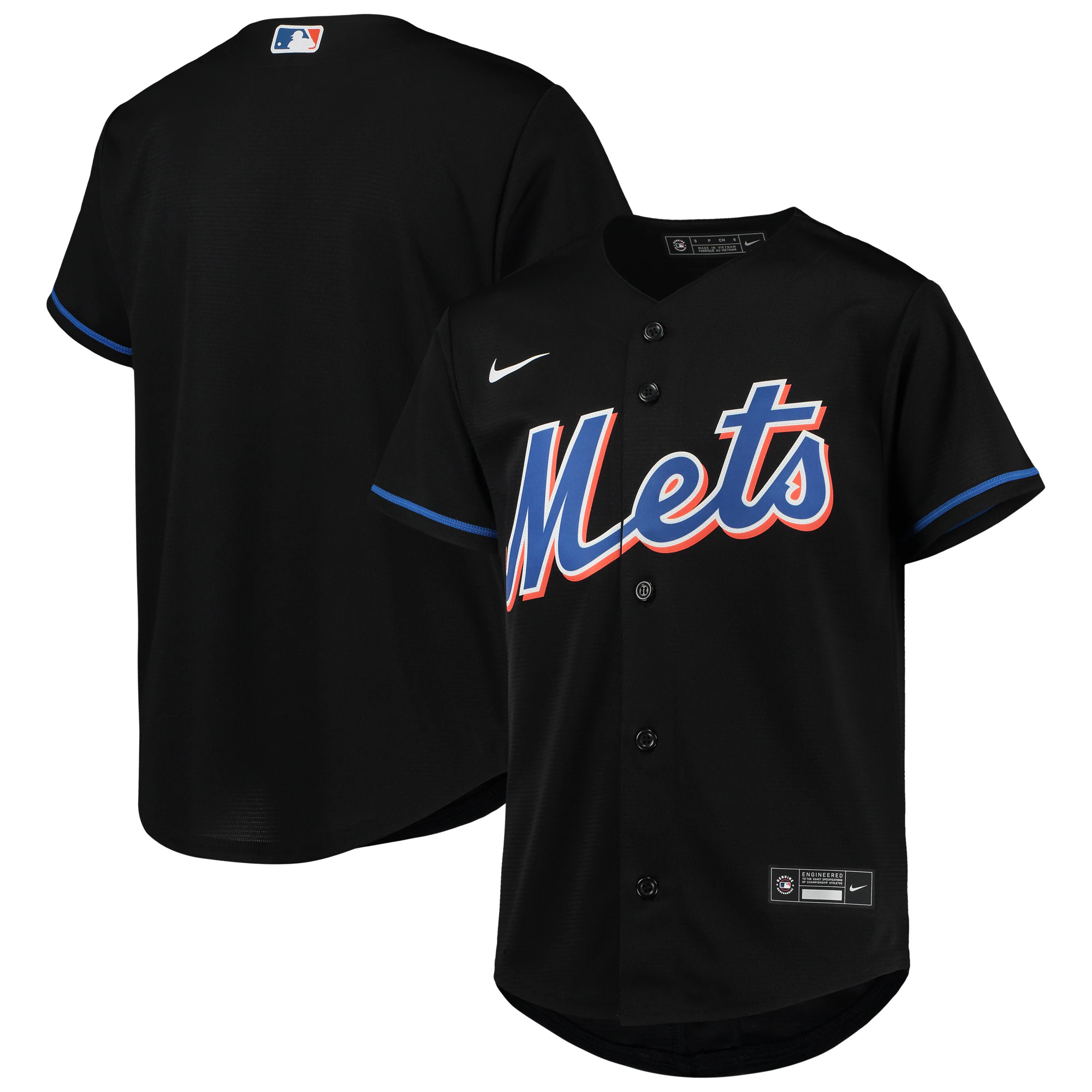 New York Mets Youth Alternate Replica Team Baseball Jersey - Black