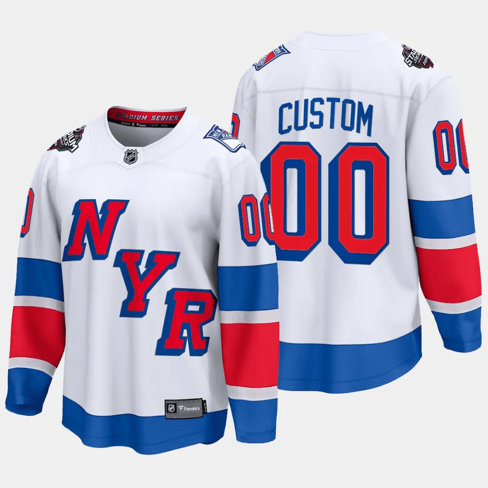 New York Rangers 2024 Stadium Series Patch Custom Breakaway Hockey Jersey - Men, White - JS548 