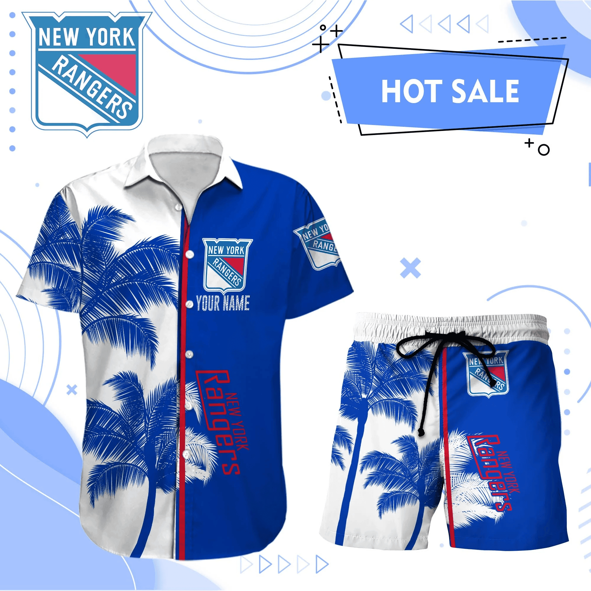 New York Rangers Hawaiian Shirt And Set - Customized - JS571 