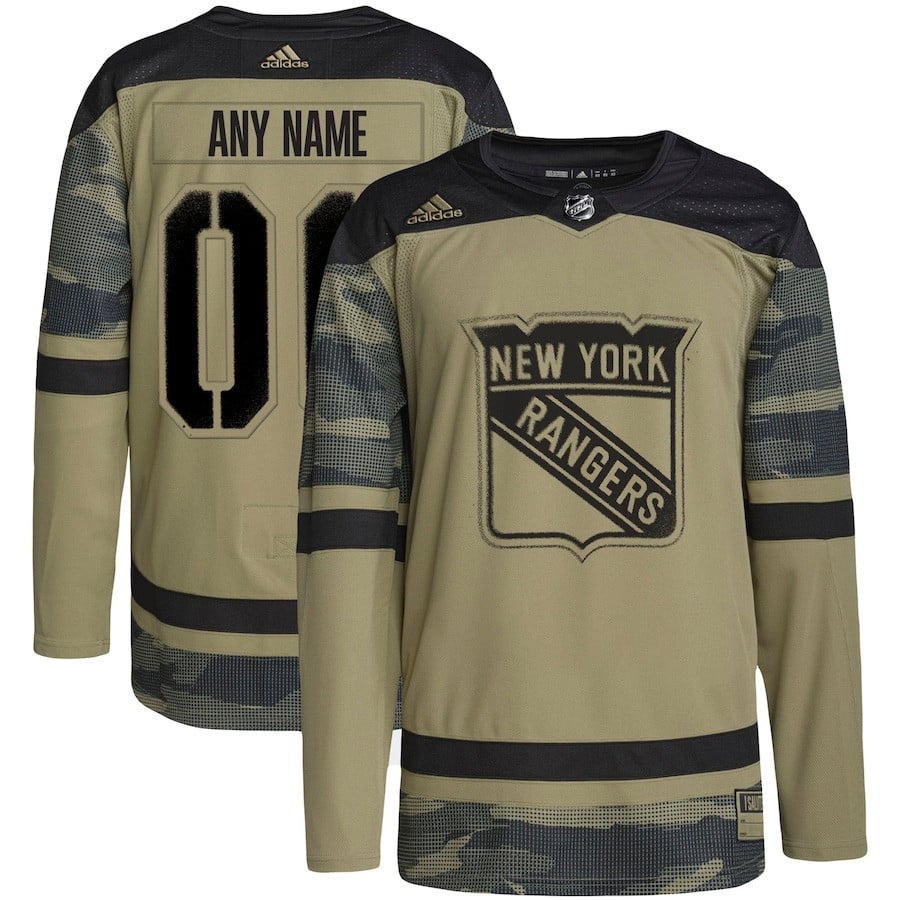 New York Rangers Military Appreciation Team Custom Practice Hockey Jersey - Camo - JS312 