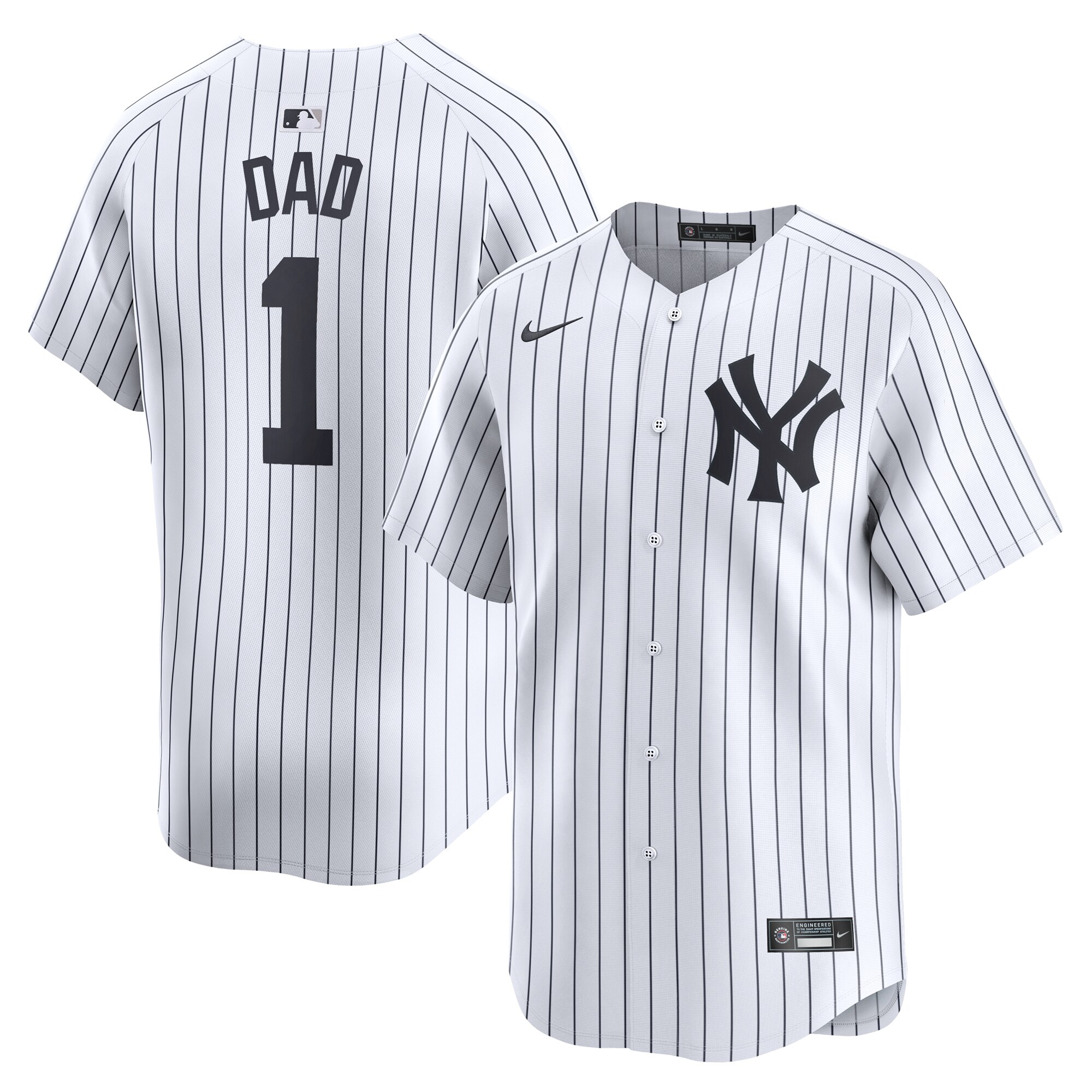 New York Yankees #1 Dad Home Limited Baseball Jersey - White