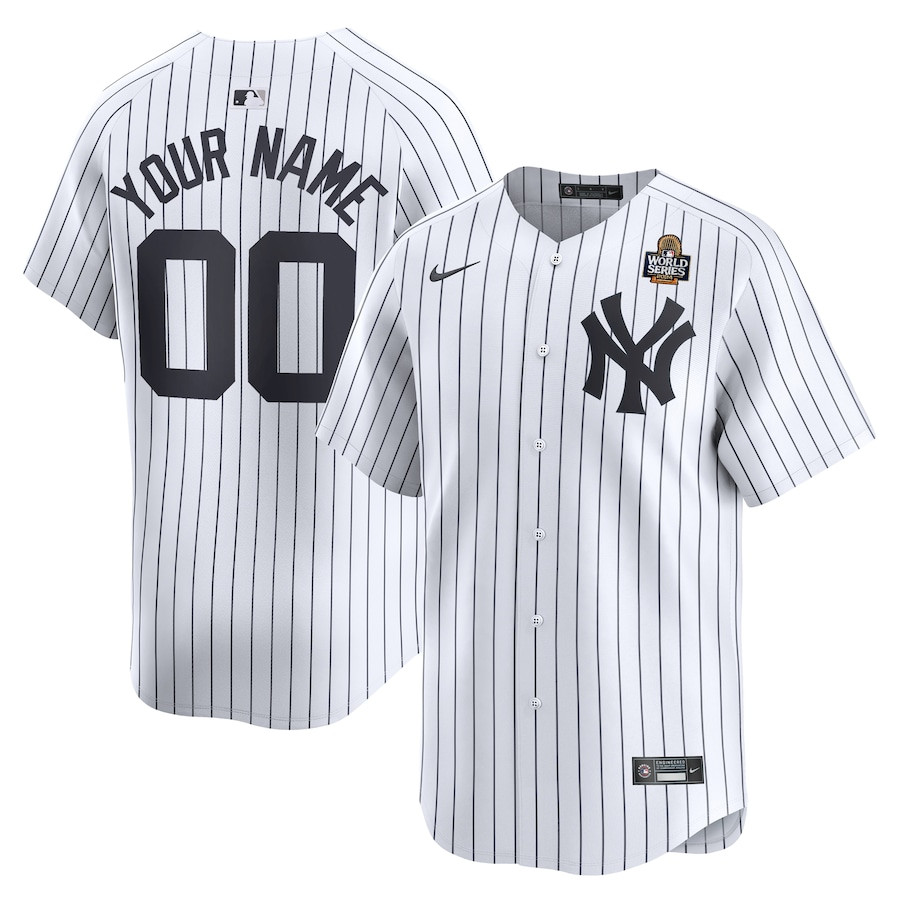 New York Yankees 2024 World Series Home Custom Limited Men Baseball Jersey - White 