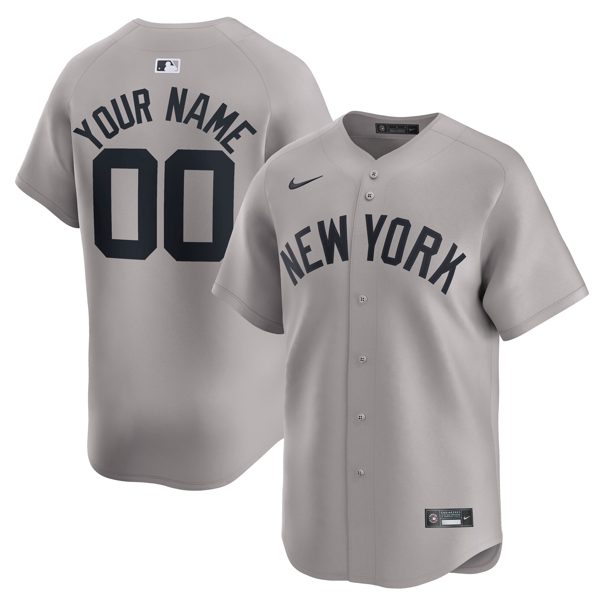 New York Yankees Away Limited Custom Baseball Jersey - Gray