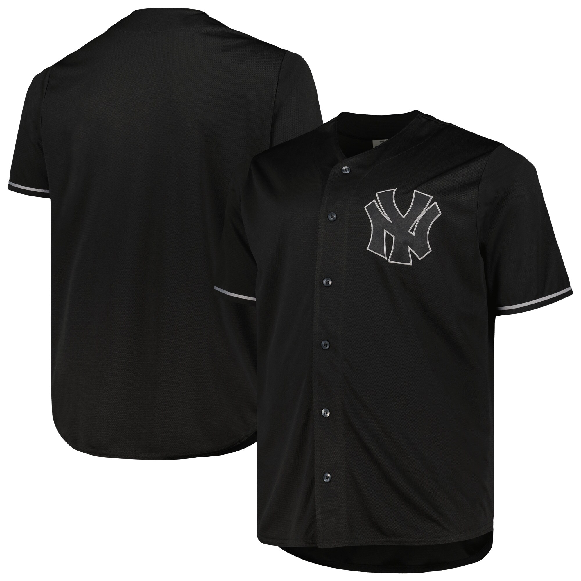 Alternative view of New York Yankees Big & Tall Pop Fashion Baseball Jersey - Black/gray