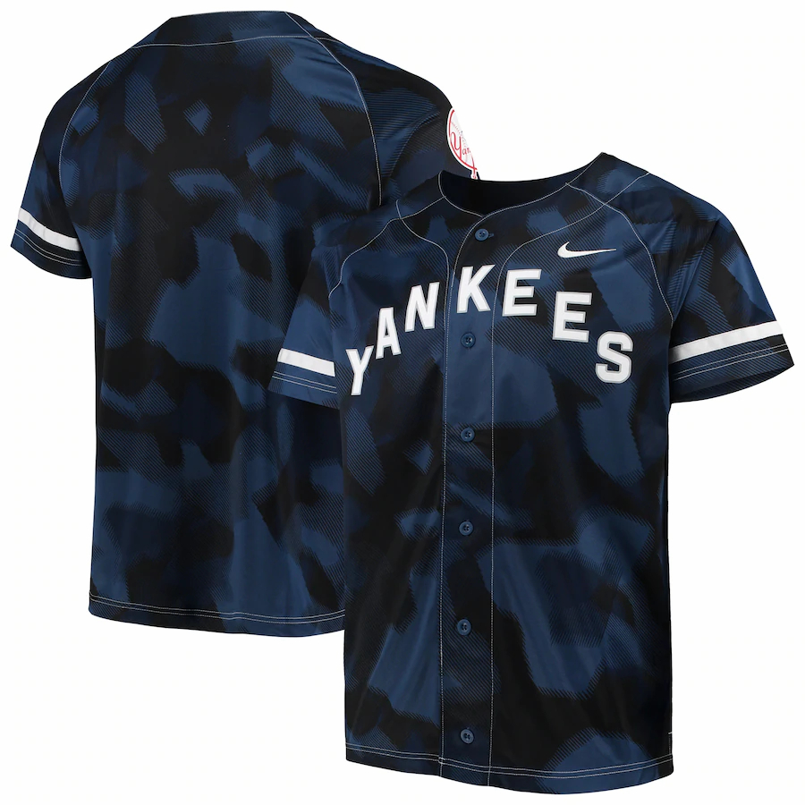 New York Yankees Camo Baseball Jersey - Navy
