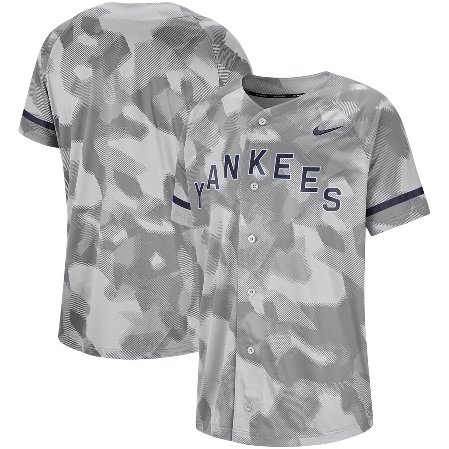 New York Yankees Camo Baseball Jersey – Gray