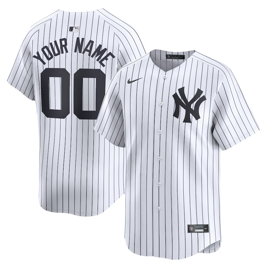 New York Yankees Home Limited Custom Baseball Jersey - Men White 