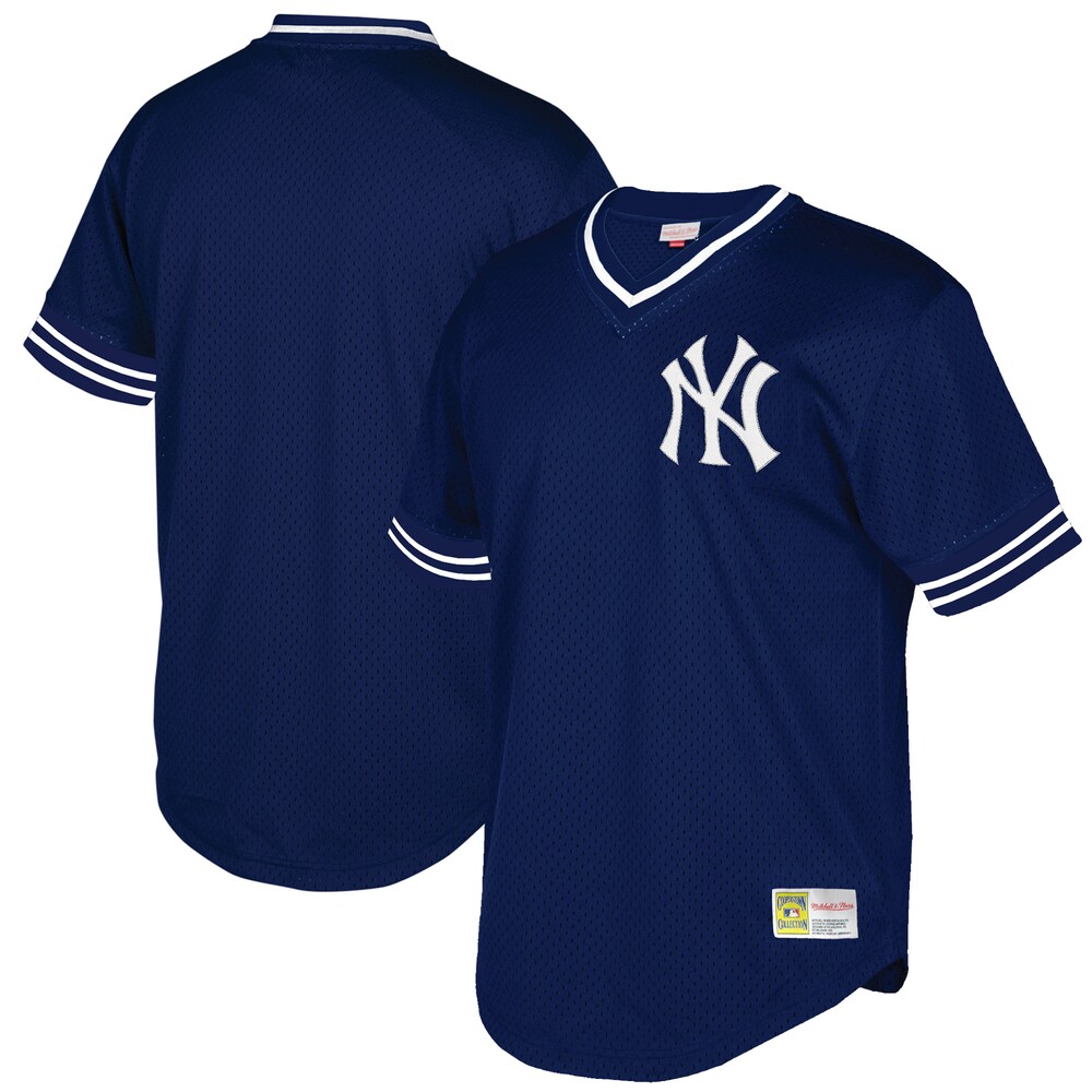 New York Yankees Mitchell & Ness Big & Tall Mesh V-neck Baseball Jersey - Navy