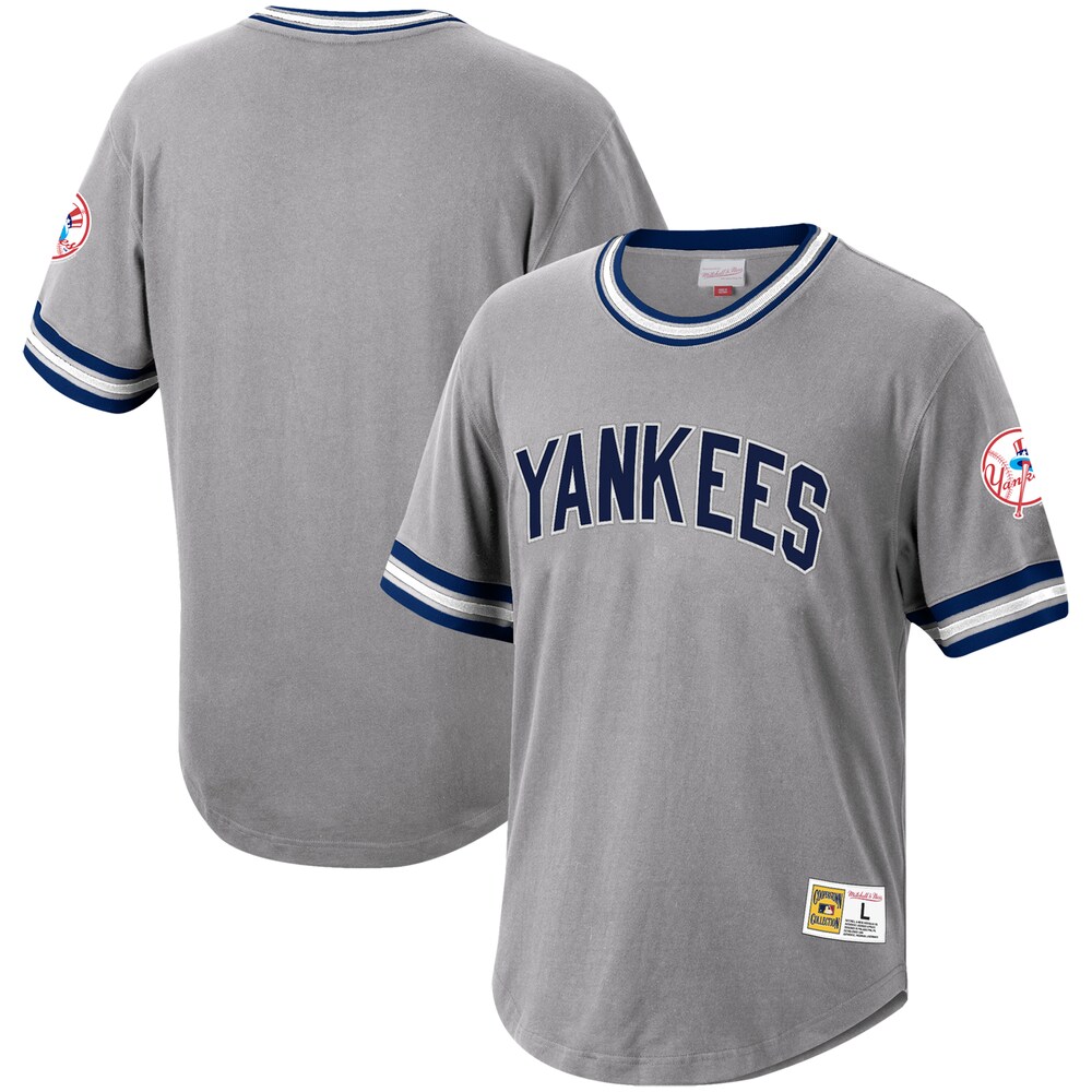 New York Yankees Mitchell & Ness Cooperstown Collection Wild Pitch Baseball Jersey T-shirt - Gray