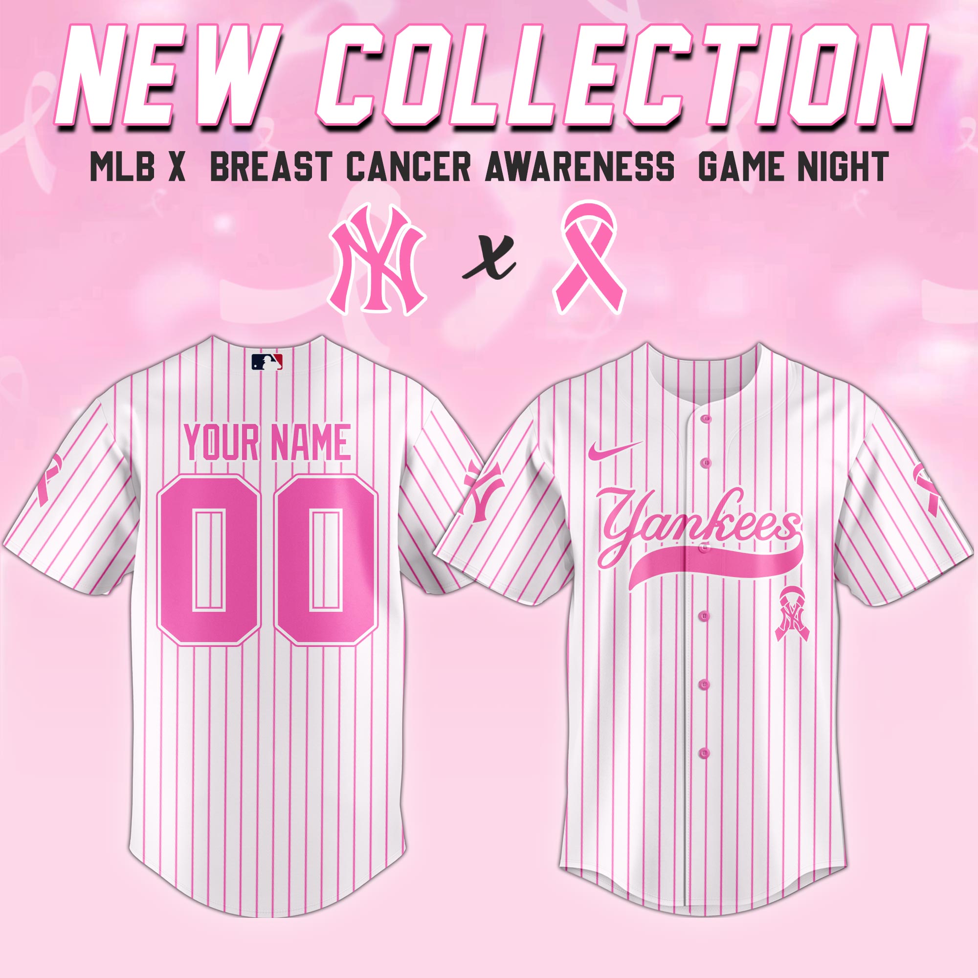 New York Yankees Mlb X Breast Cancer Awareness Month United In Pink Custom Baseball Jersey