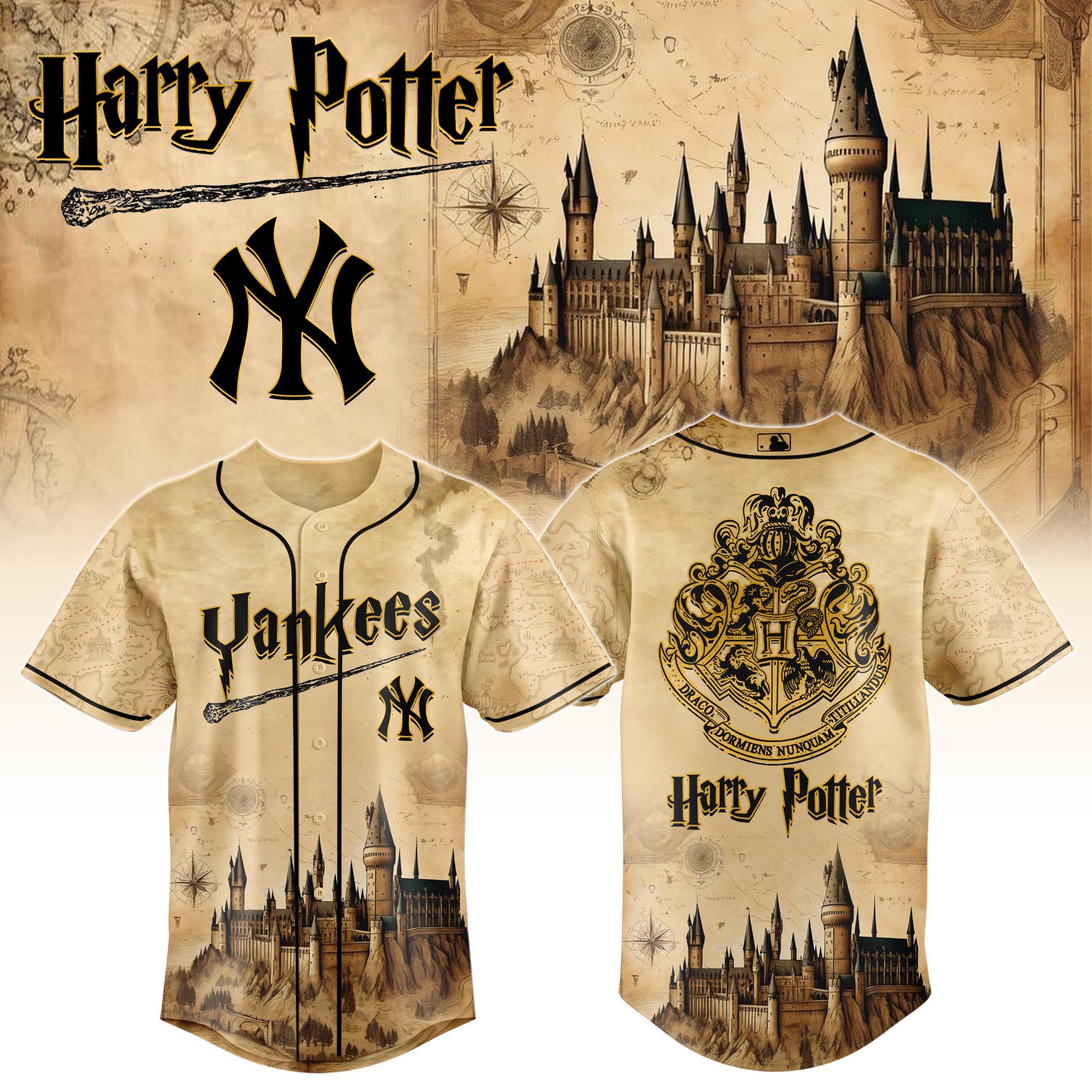New York Yankees Mlb X Harry Potter Magic On The Mound Custom Baseball Jersey