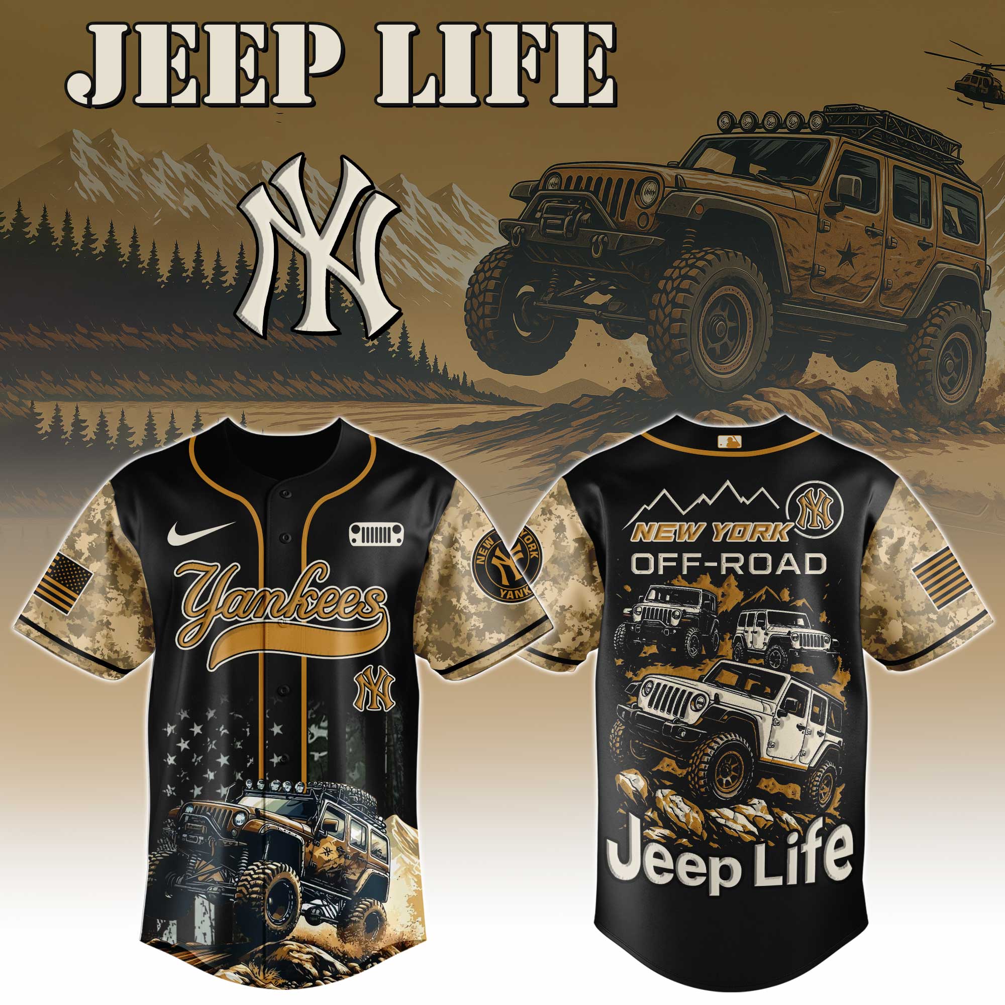 New York Yankees Mlb X Jeep Life Custom Baseball Jersey
