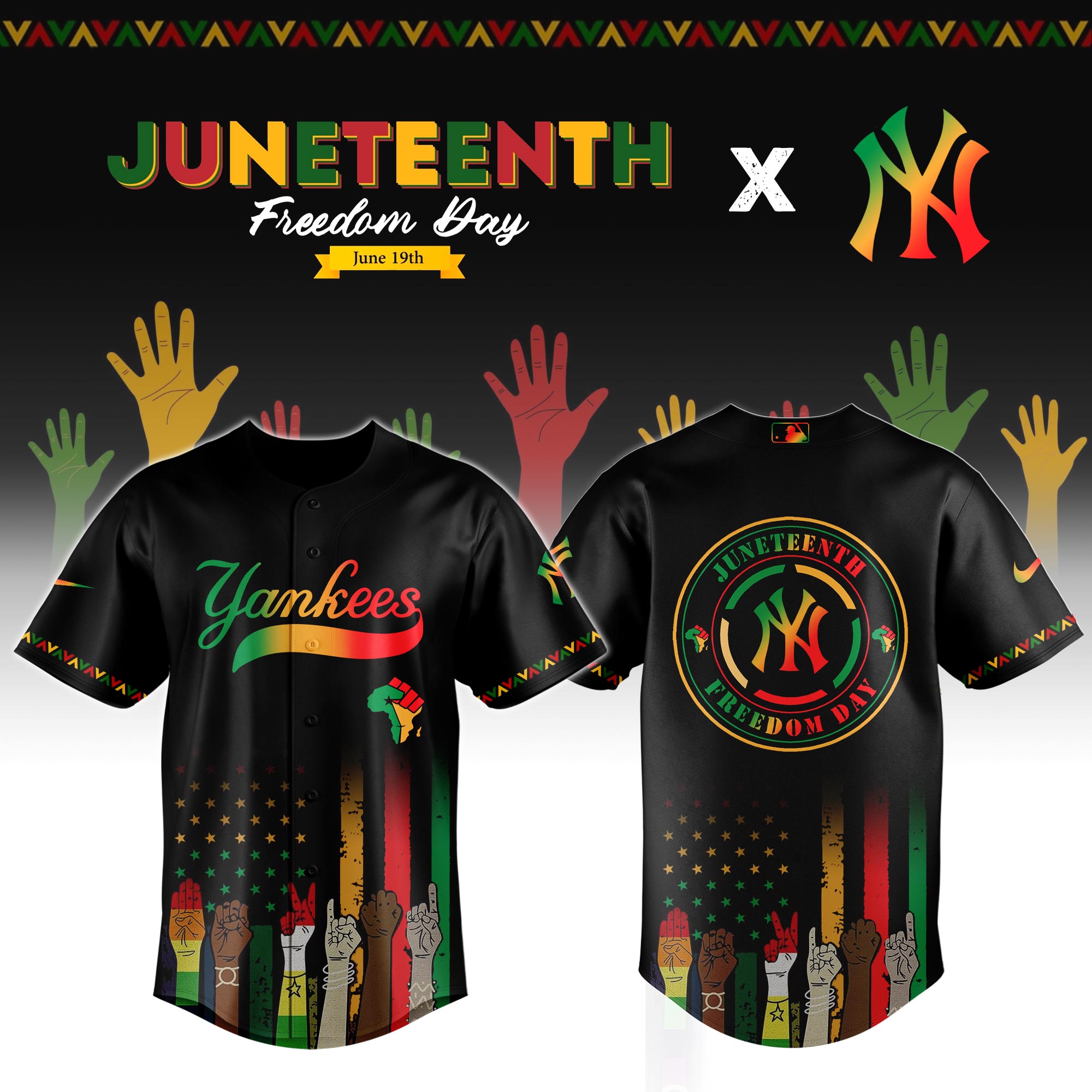 New York Yankees Mlb X Juneteenth Custom Baseball Jersey 2025