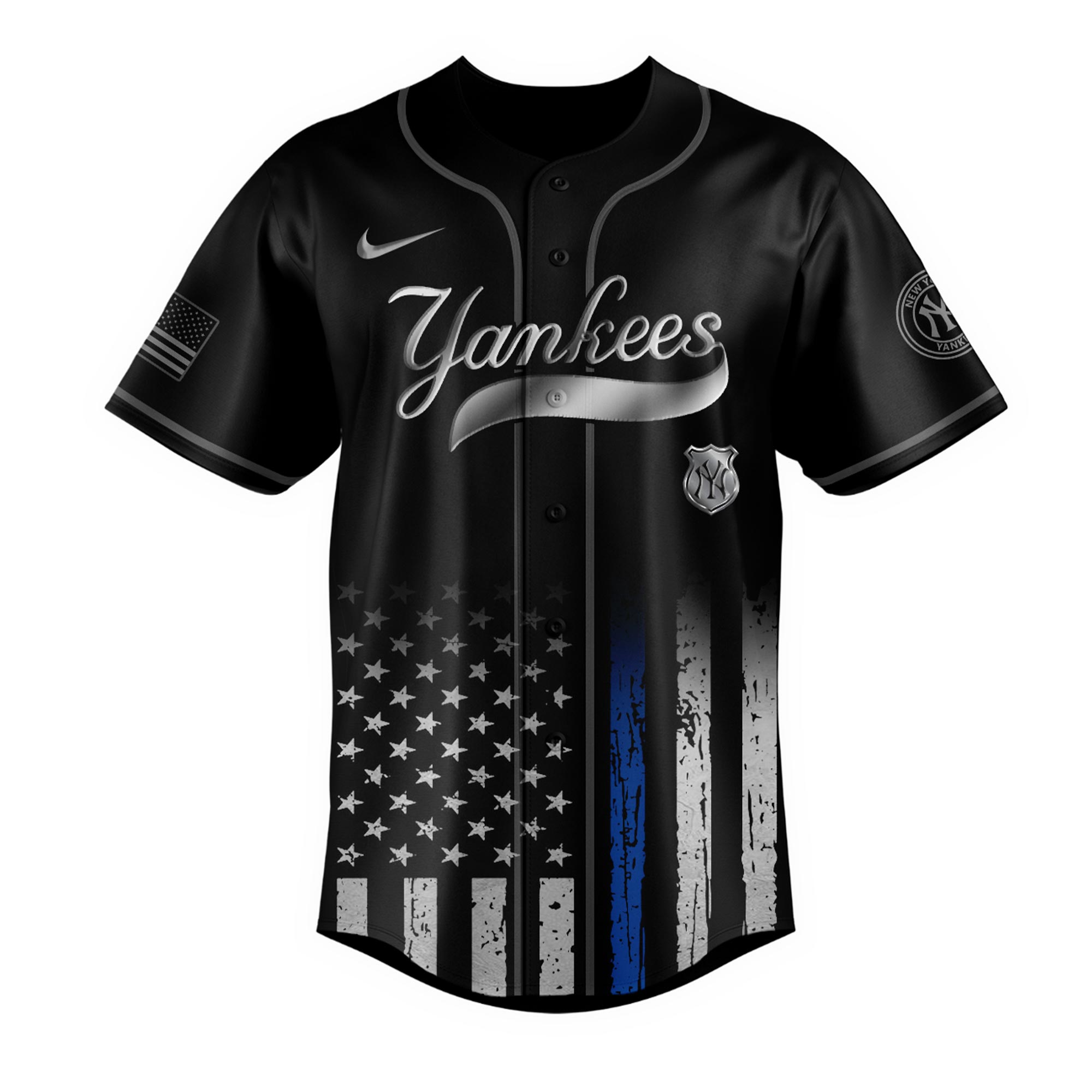 Alternative view of New York Yankees Mlb X Law Enforcement Night Edition Custom Baseball Jersey 2025
