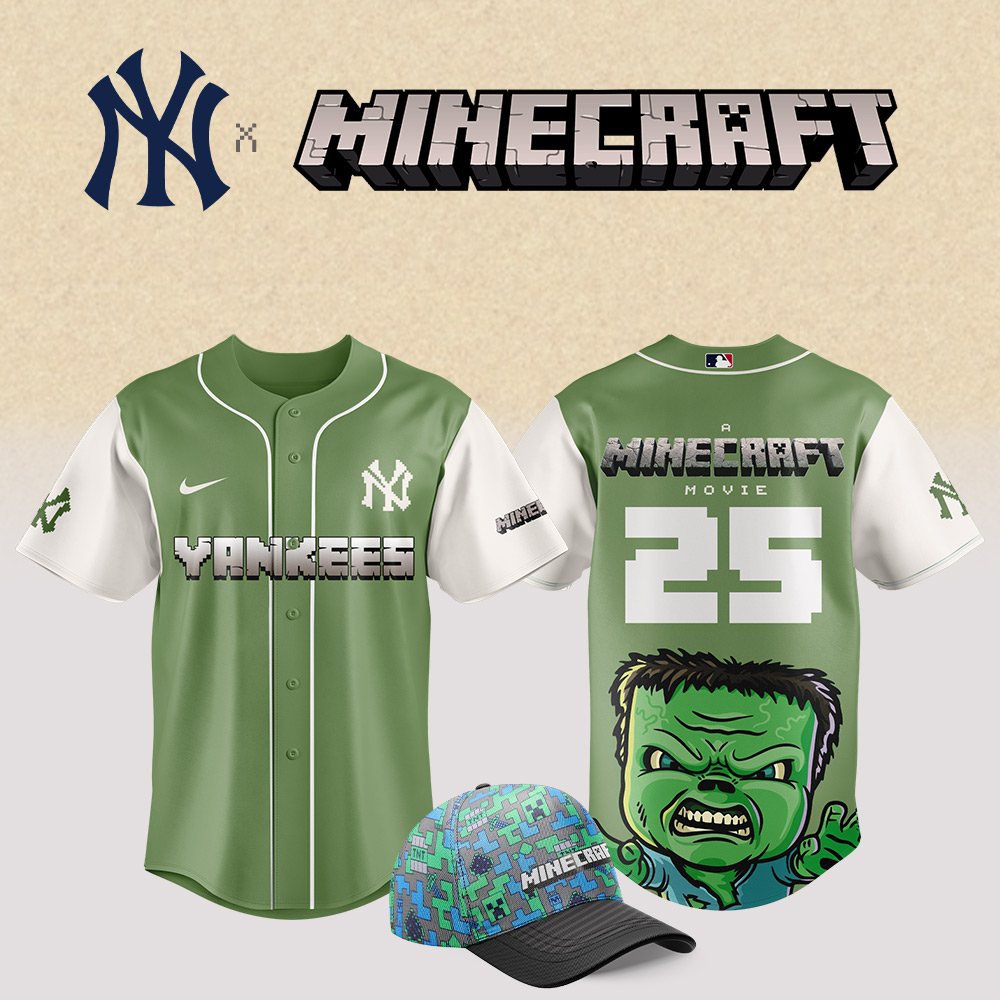 New York Yankees Mlb X Minecraft Movie Custom Baseball Jersey