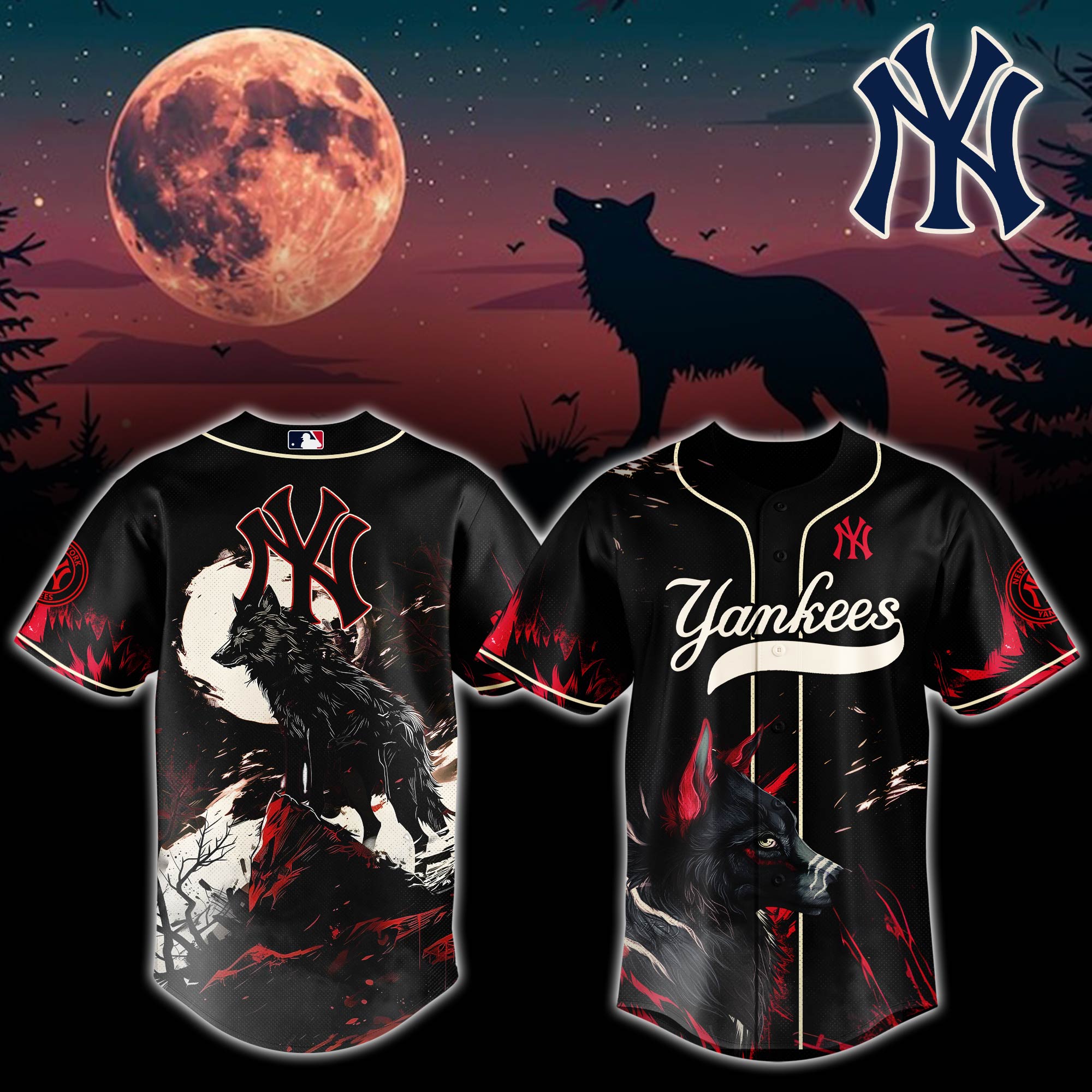 New York Yankees Mlb X Wolf Custom Baseball Jersey