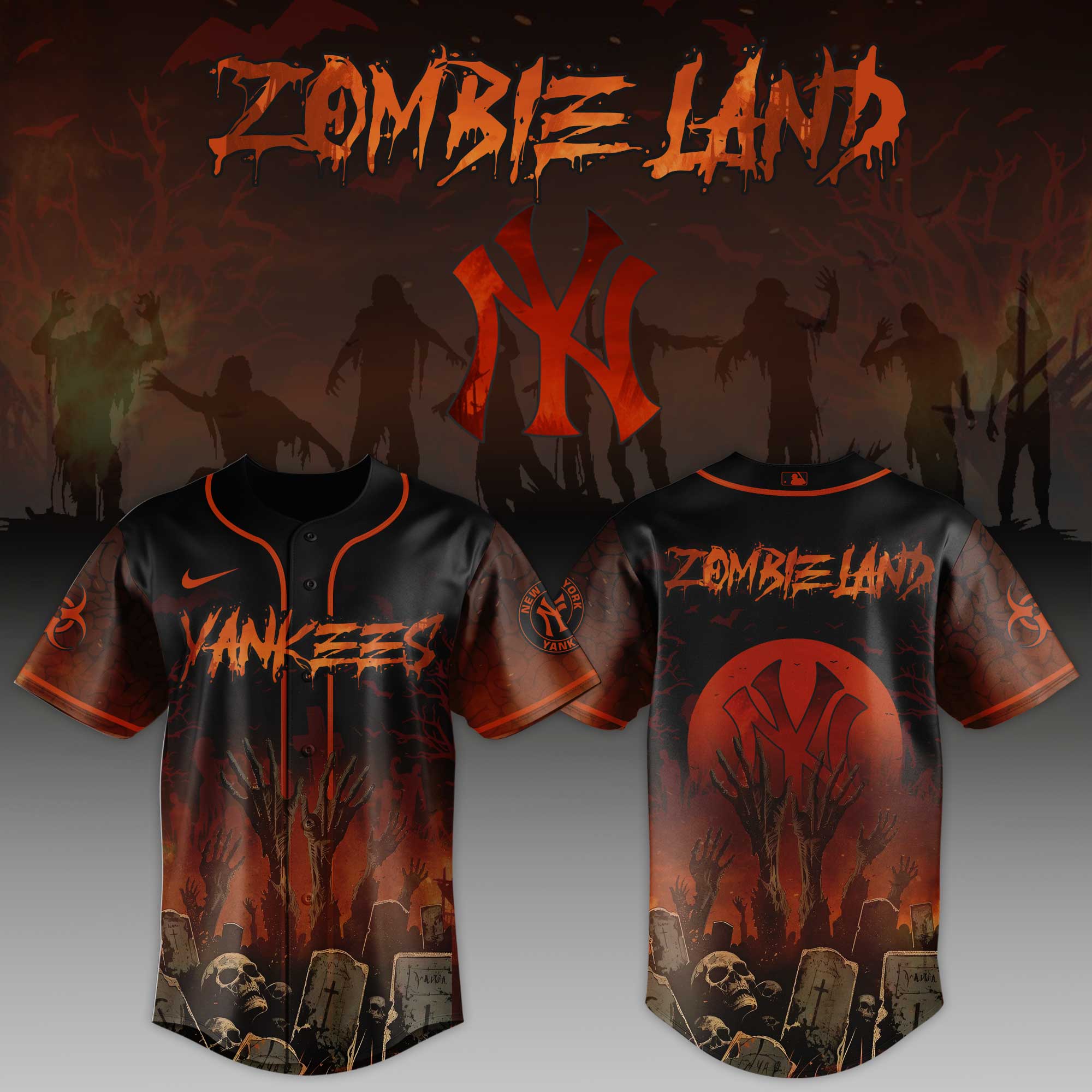New York Yankees Mlb X Zombieland Custom Baseball Jersey