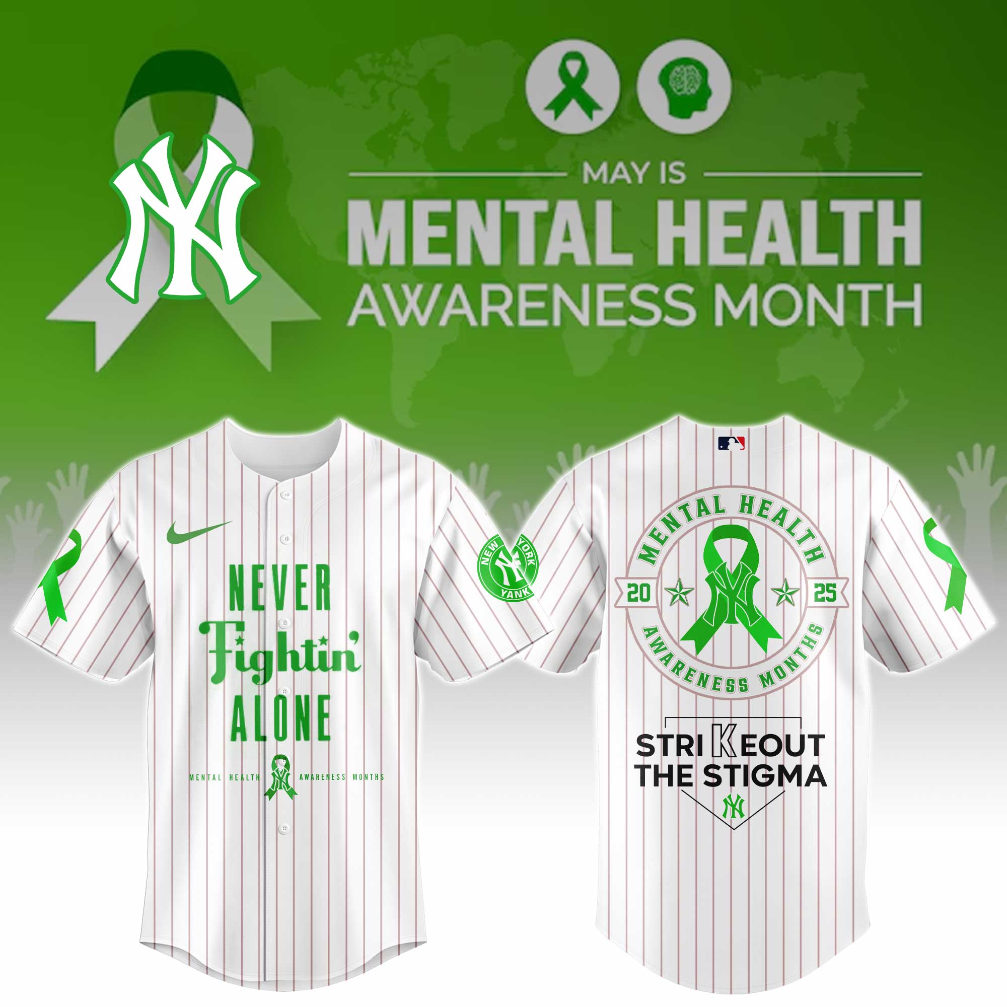 New York Yankees Special Mental Health Awareness Week Limited Edition Custom Baseball Jersey
