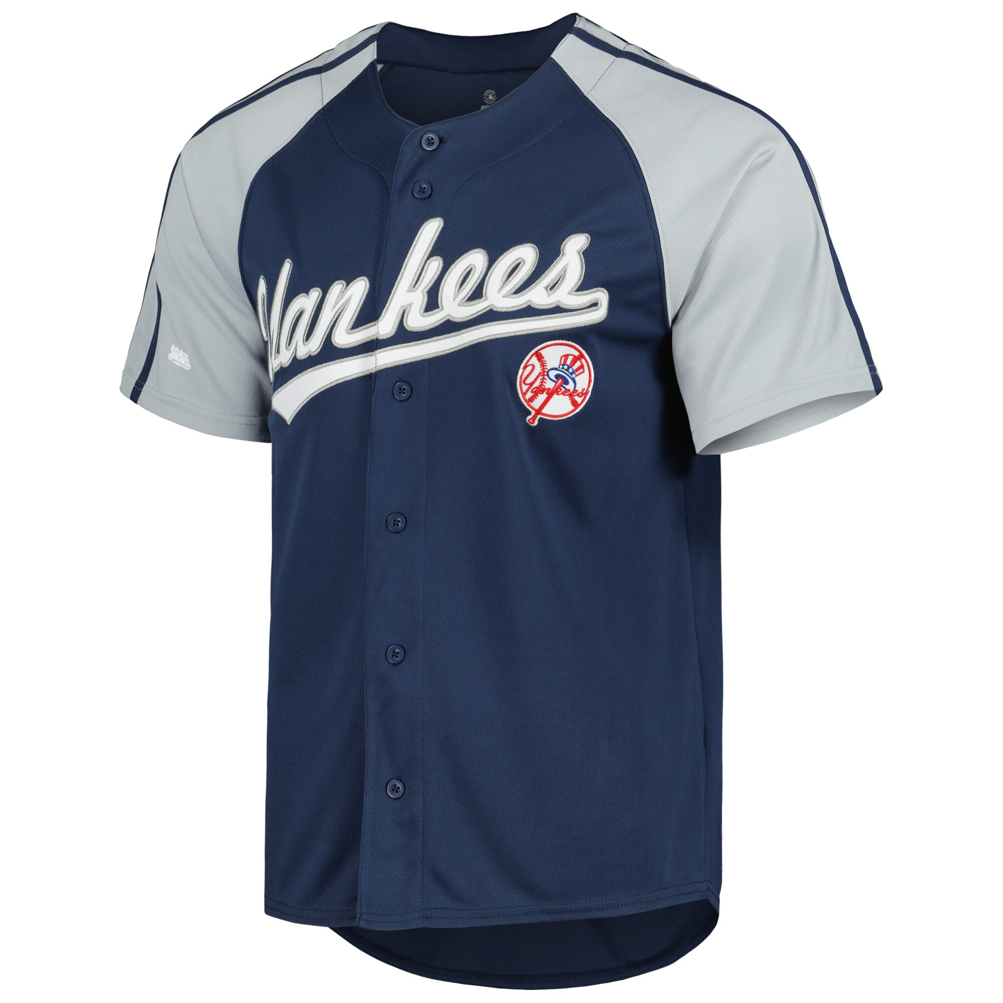 Alternative view of New York Yankees Stitches Button-down Raglan Fashion Baseball Jersey – Navy