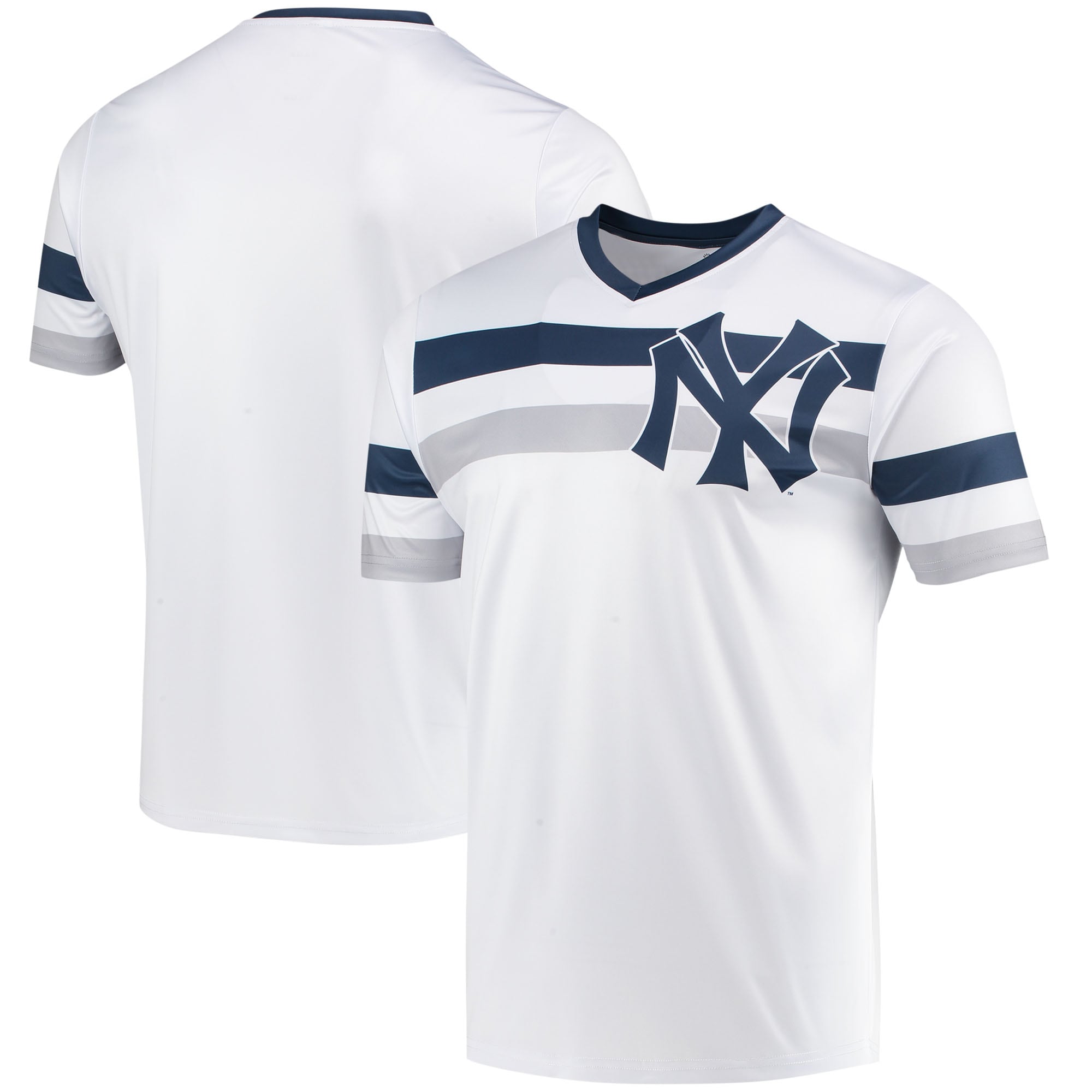 New York Yankees Stitches Cooperstown Collection V-neck Baseball Jersey - White