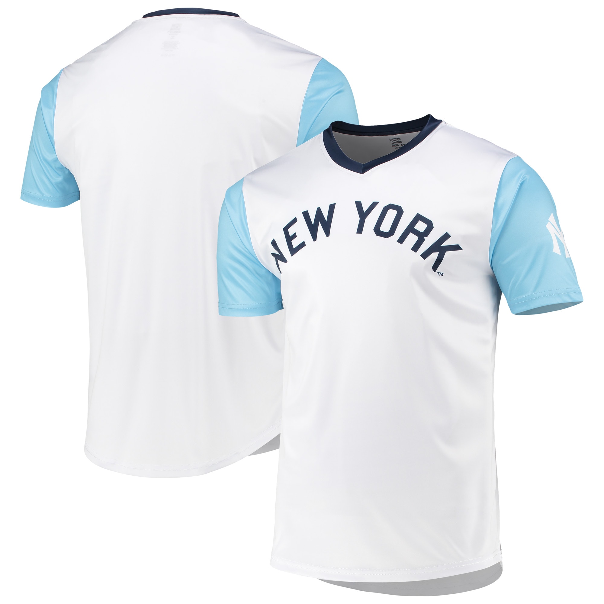 New York Yankees Stitches Cooperstown Collection Wordmark V-neck Baseball Jersey - White
