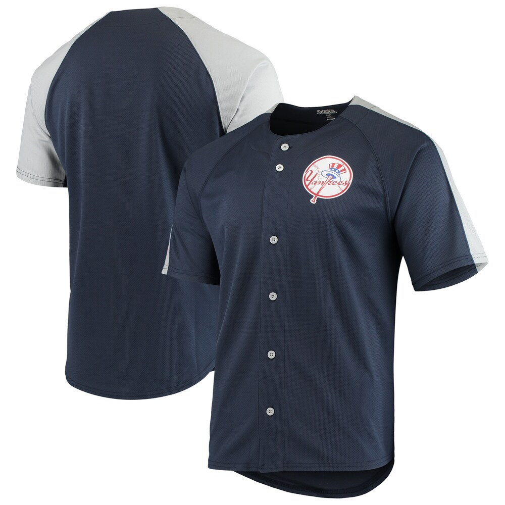New York Yankees Stitches Logo Button-up Baseball Jersey - Navy