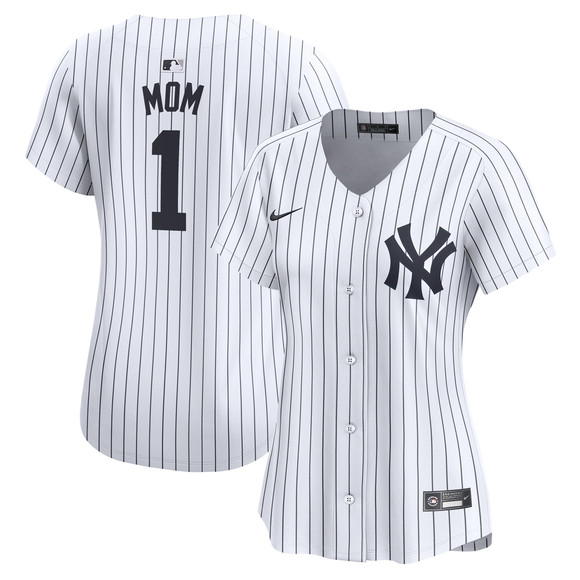 New York Yankees Women's #1 Mom Home Limited Baseball Jersey - White