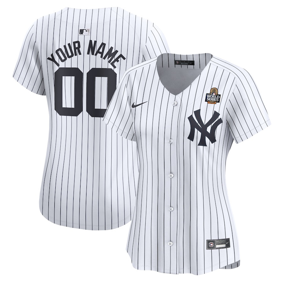 New York Yankees Women's 2024 World Series Home Custom Limited Baseball Jersey - White 