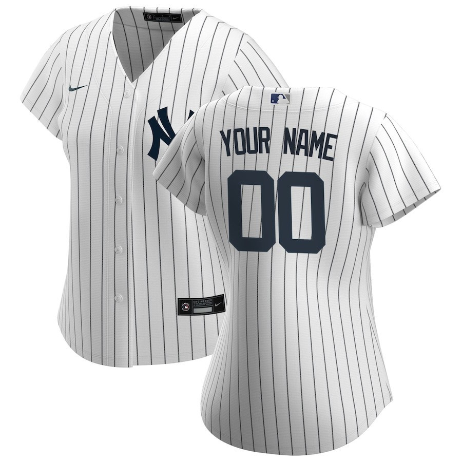 New York Yankees Women's Home Custom Baseball Jersey - White 