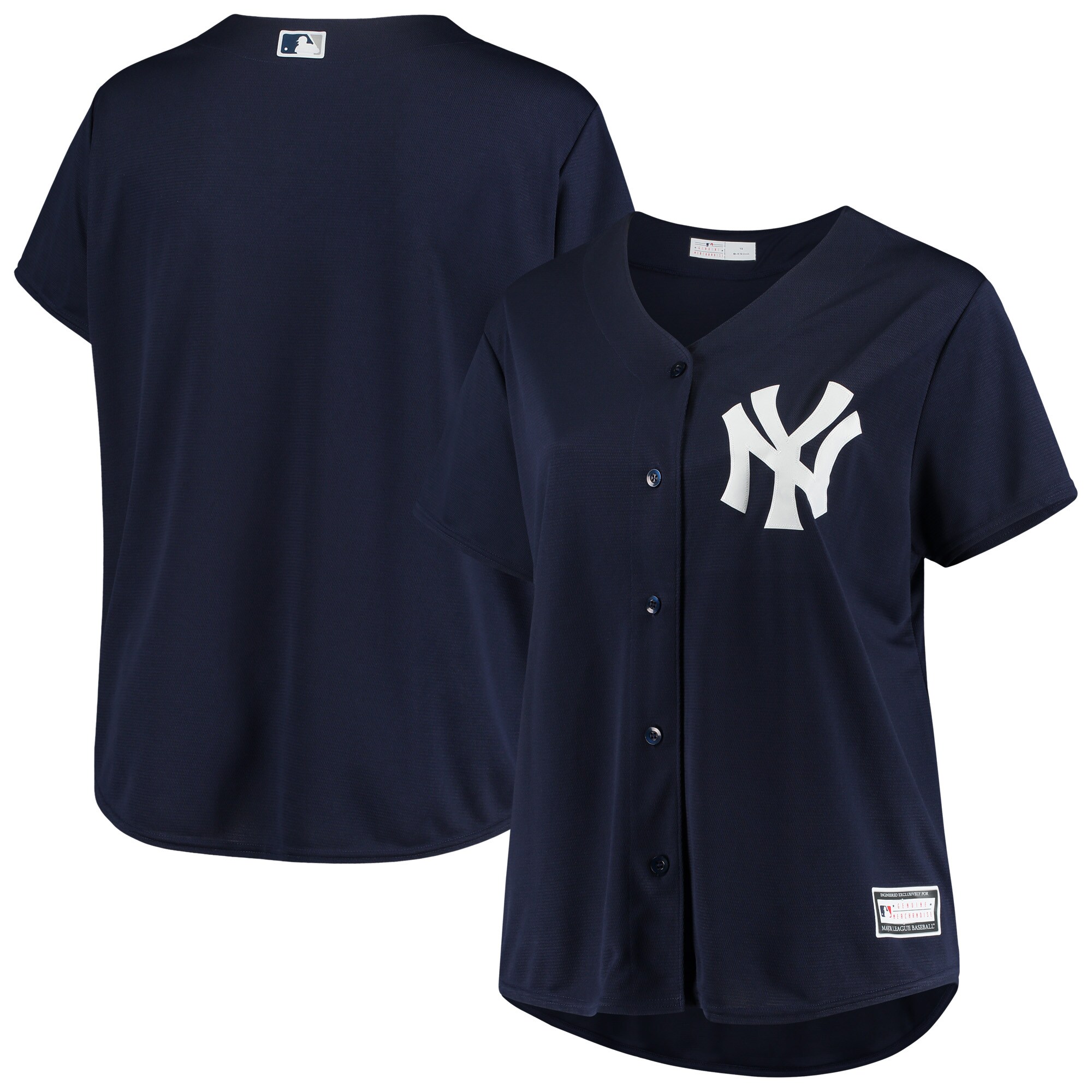 Alternative view of New York Yankees Women's Plus Size Alternate Replica Team Baseball Jersey - Navy