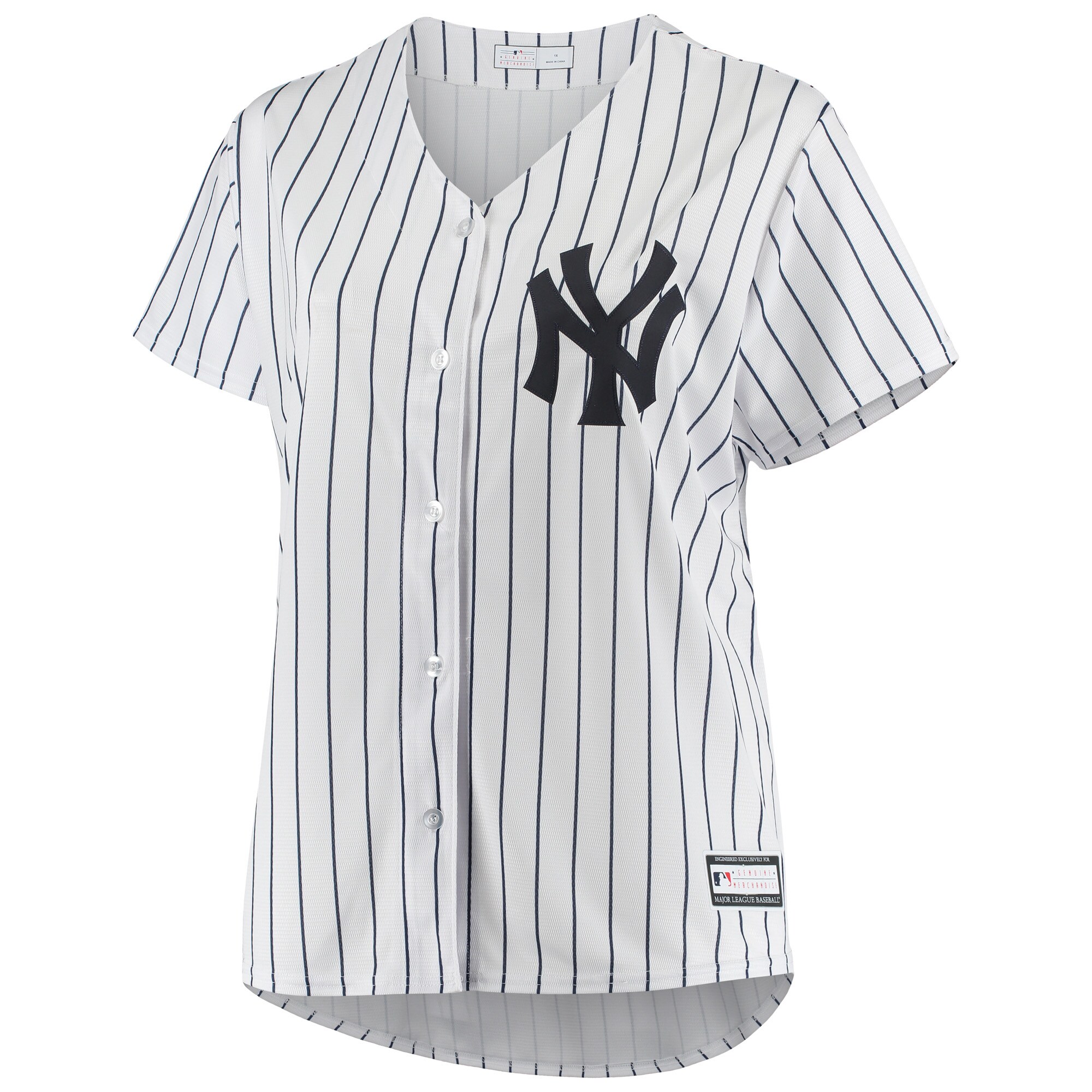 Alternative view of New York Yankees Women’s Plus Size Sanitized Replica Team Baseball Jersey – White