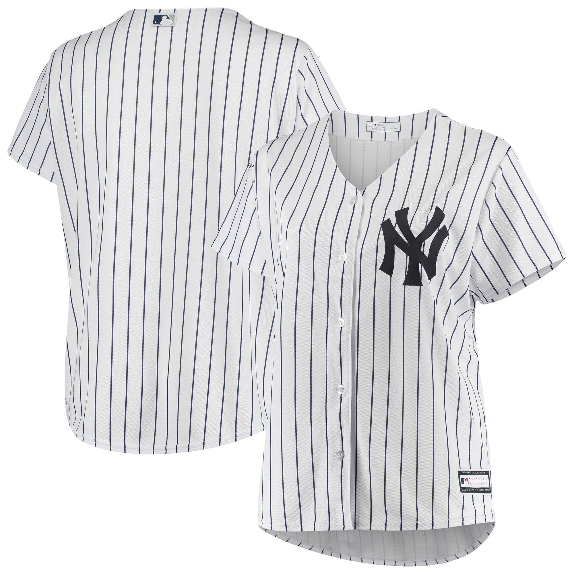 New York Yankees Women’s Plus Size Sanitized Replica Team Baseball Jersey – White