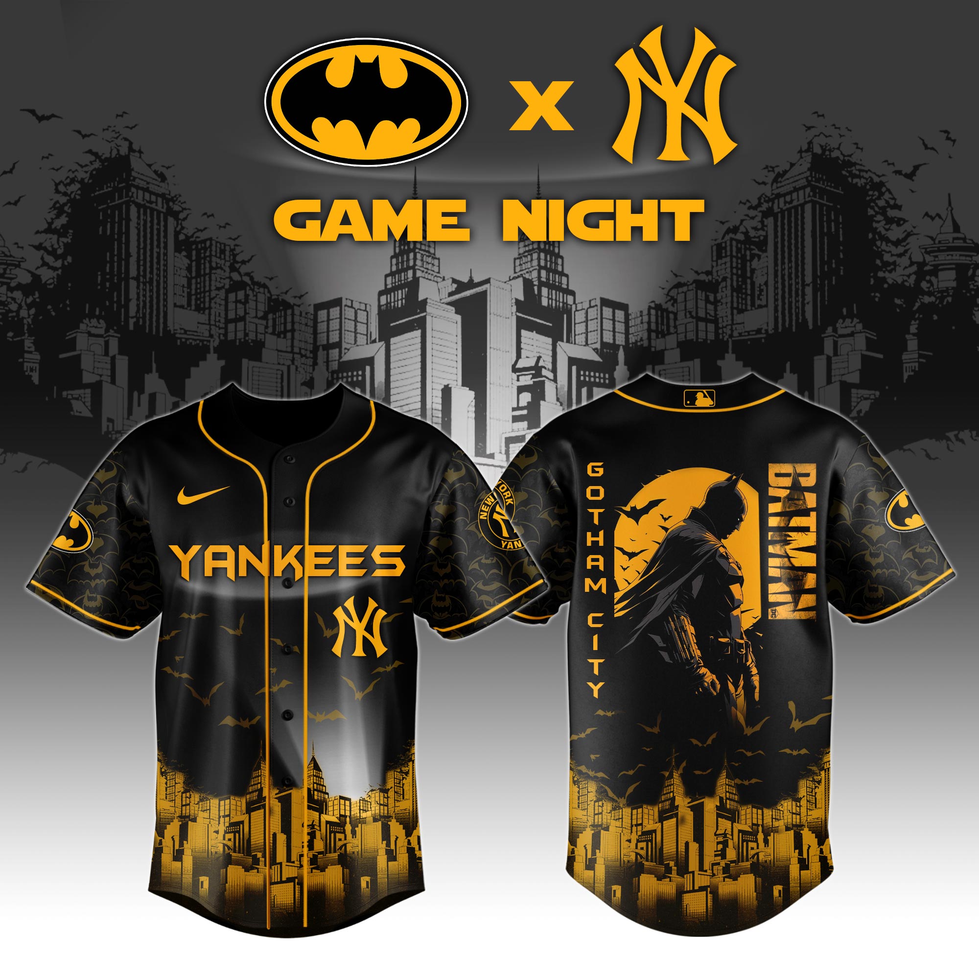 New York Yankees X Dc Batman Game Night Custom Baseball Jersey