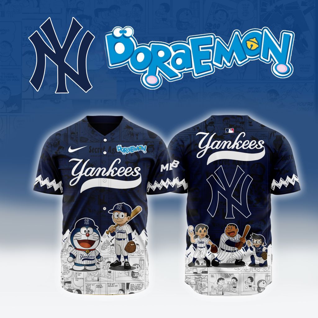 New York Yankees X Doraemon Custom Baseball Jersey