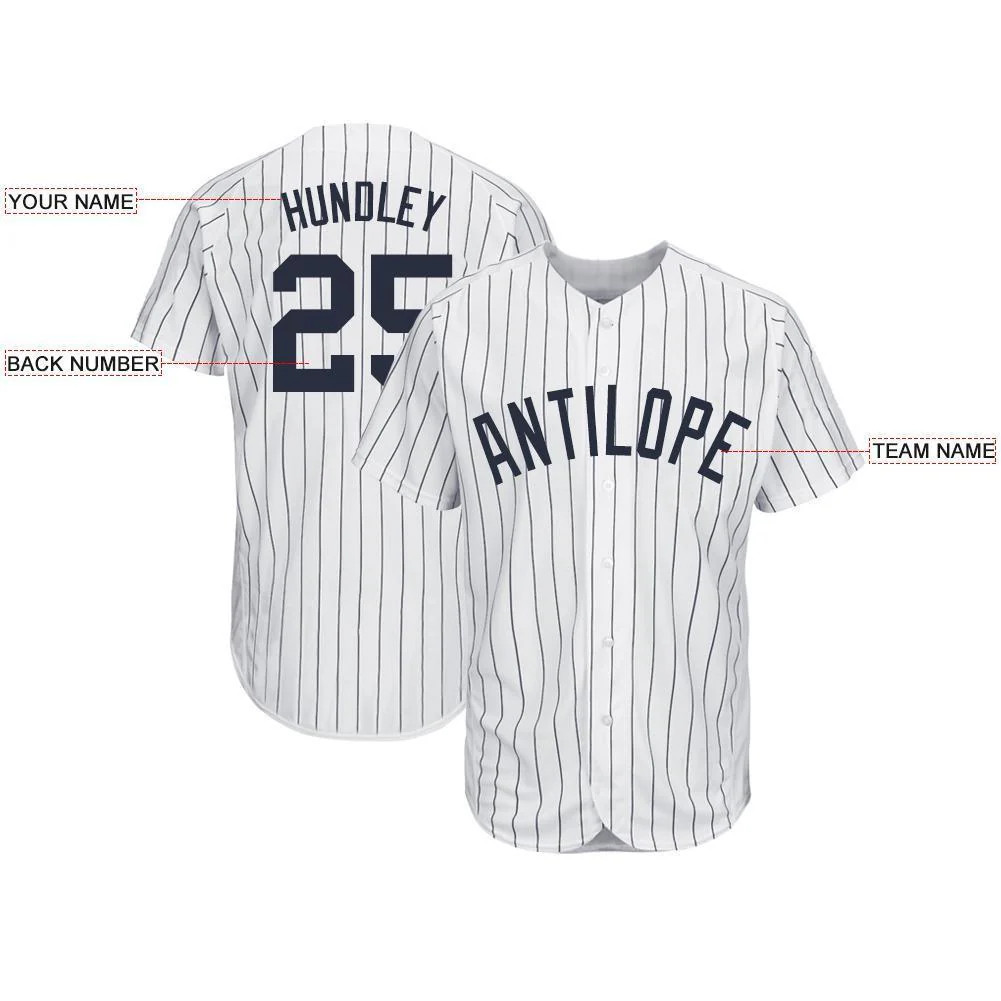 Custom White Navy Pinstripe Navy Baseball Jersey - Image 3
