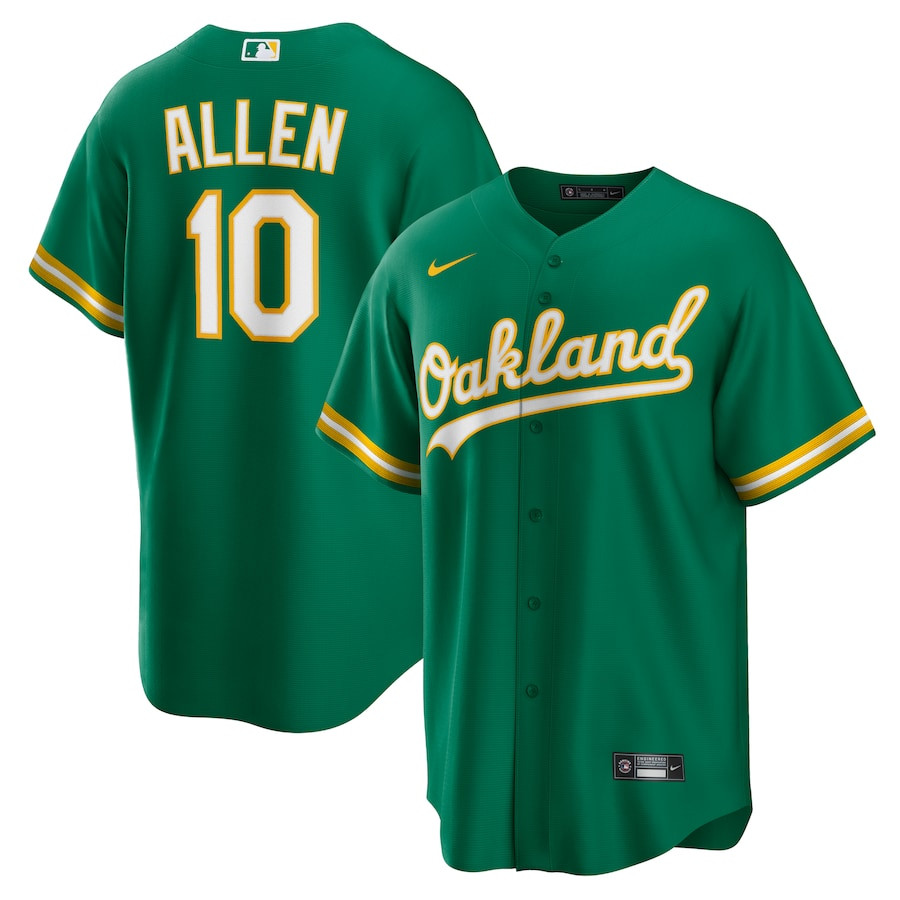 Nick Allen 10 Oakland Athletics Alternate Men Baseball Jersey - Kelly Green 
